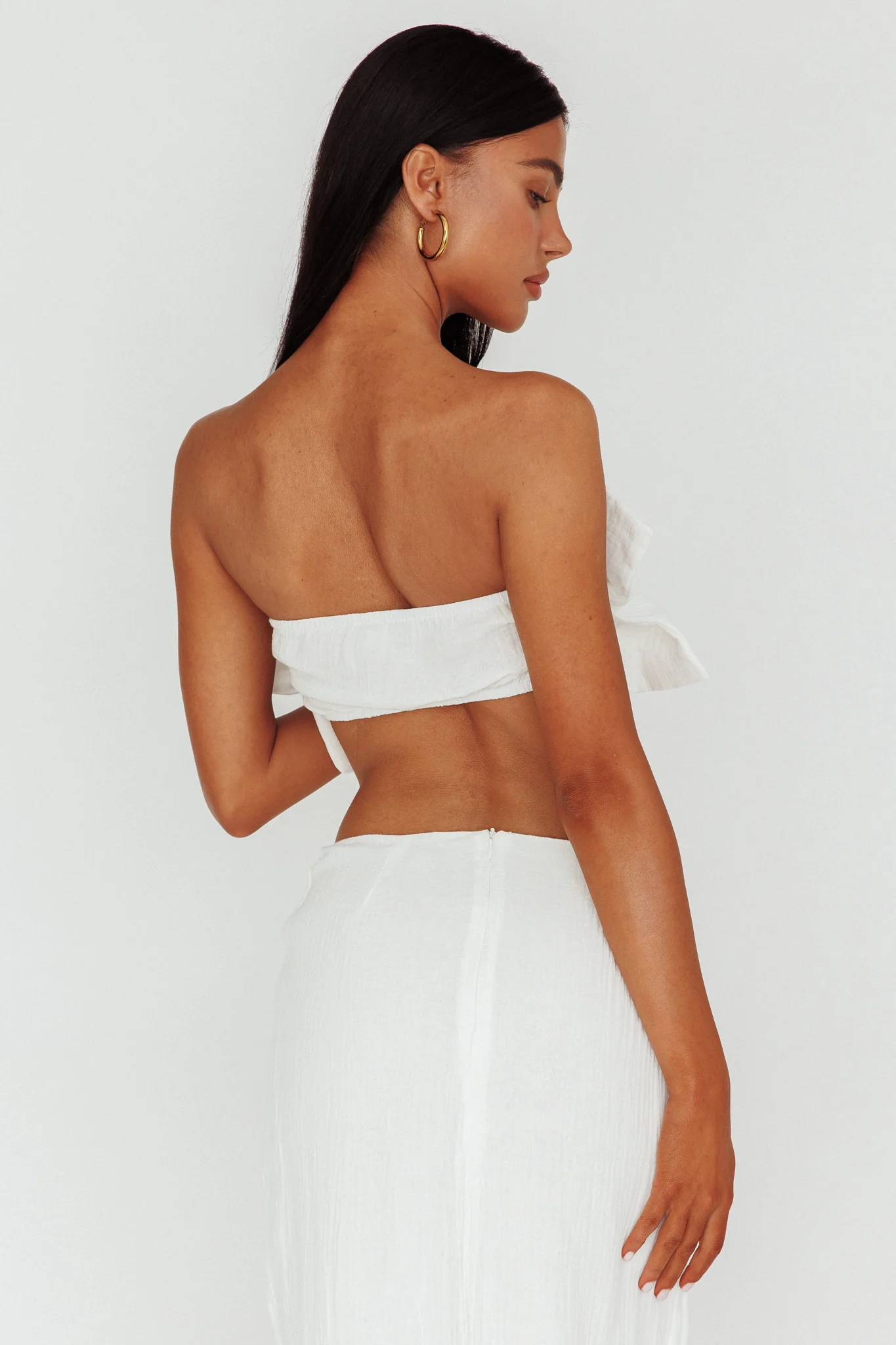 So Fine Ruffle Crop Top Off White - Image 3