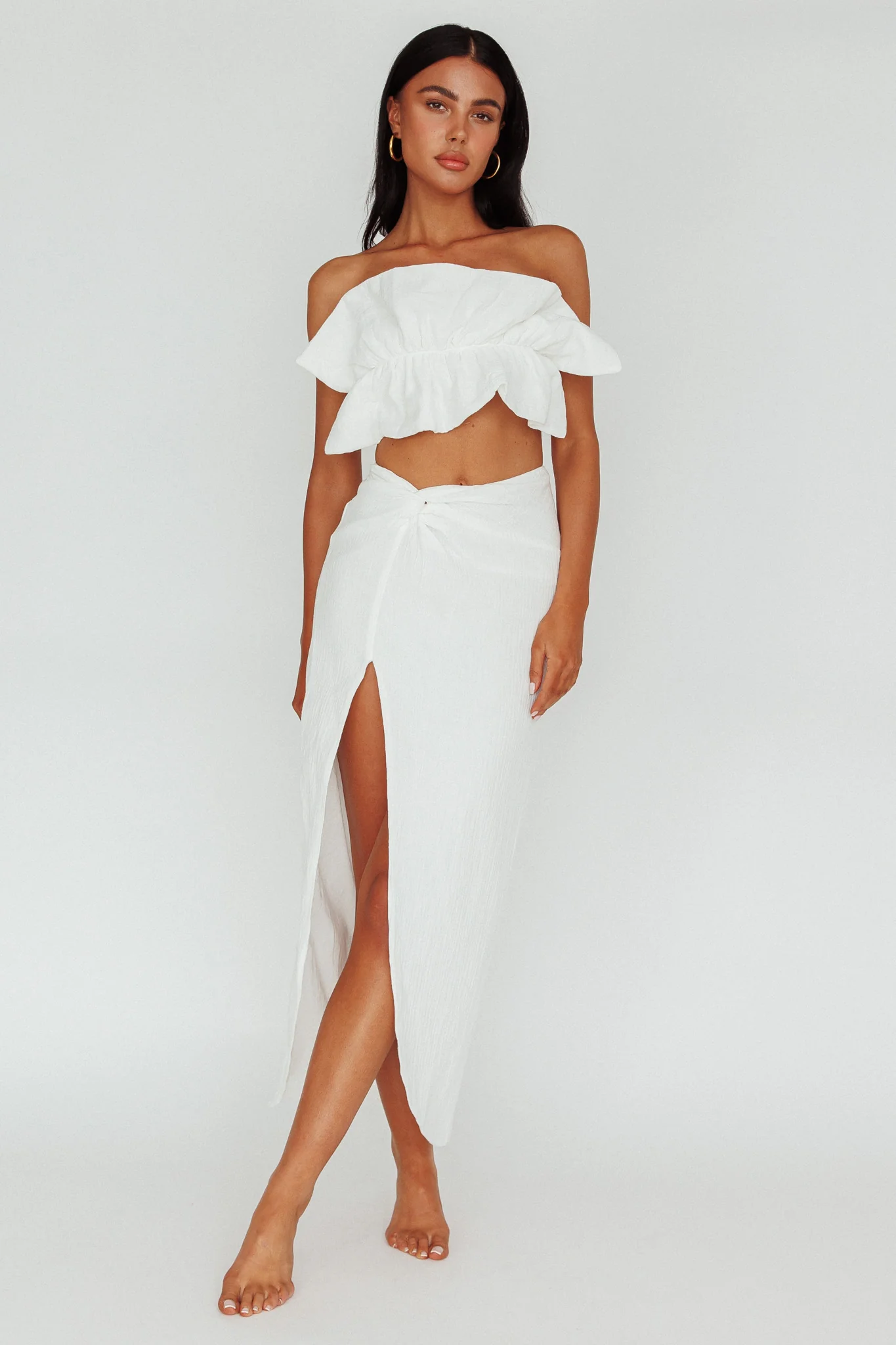 So Fine Ruffle Crop Top Off White - Image 4