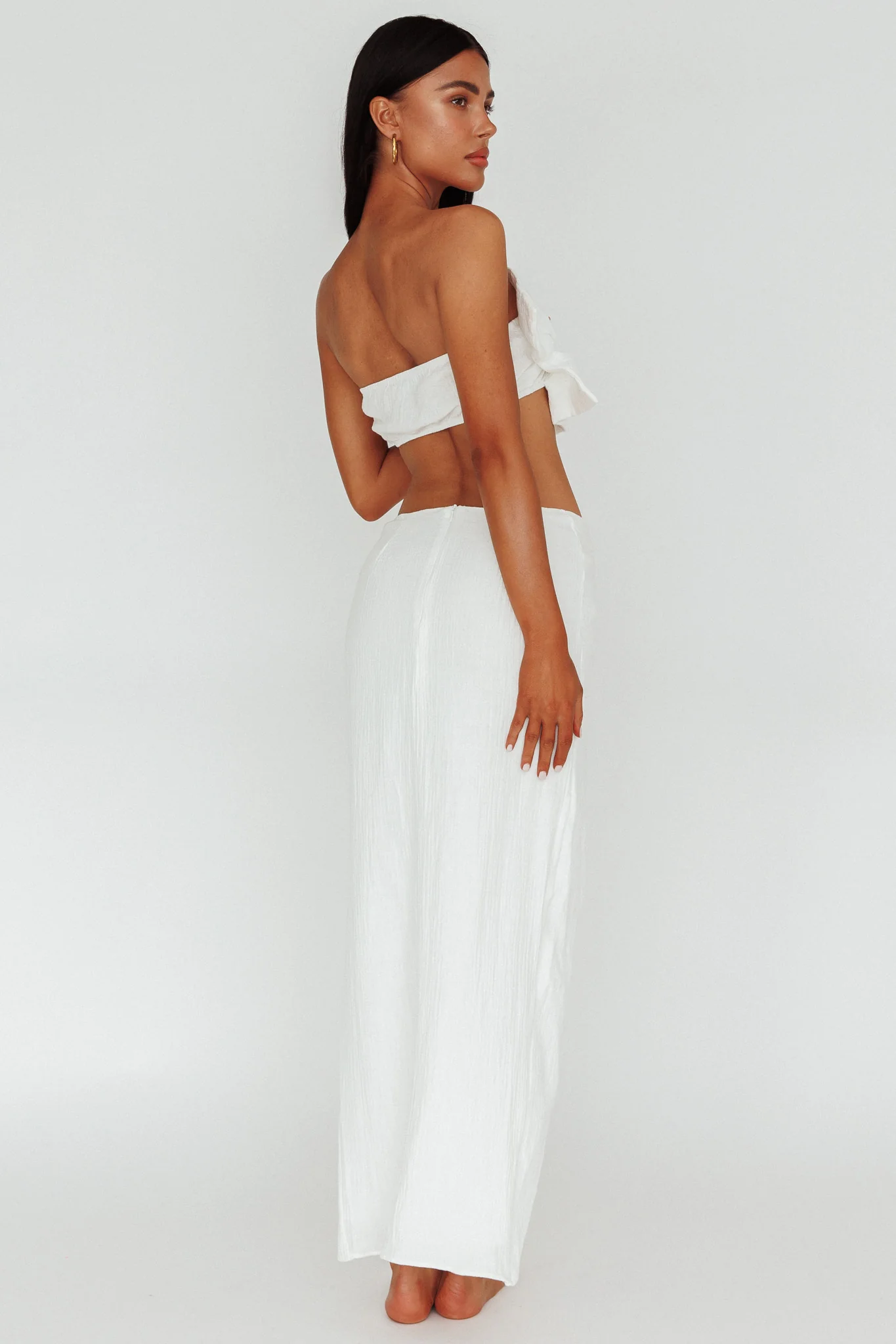 So Fine Twist Waist Crepe Midi Skirt Off White - Image 2