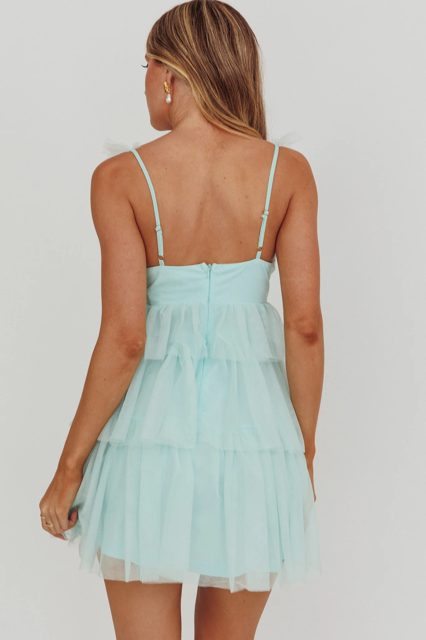 Sorbet Sky Tiered Tulle Mini Dress Mint - Image 2