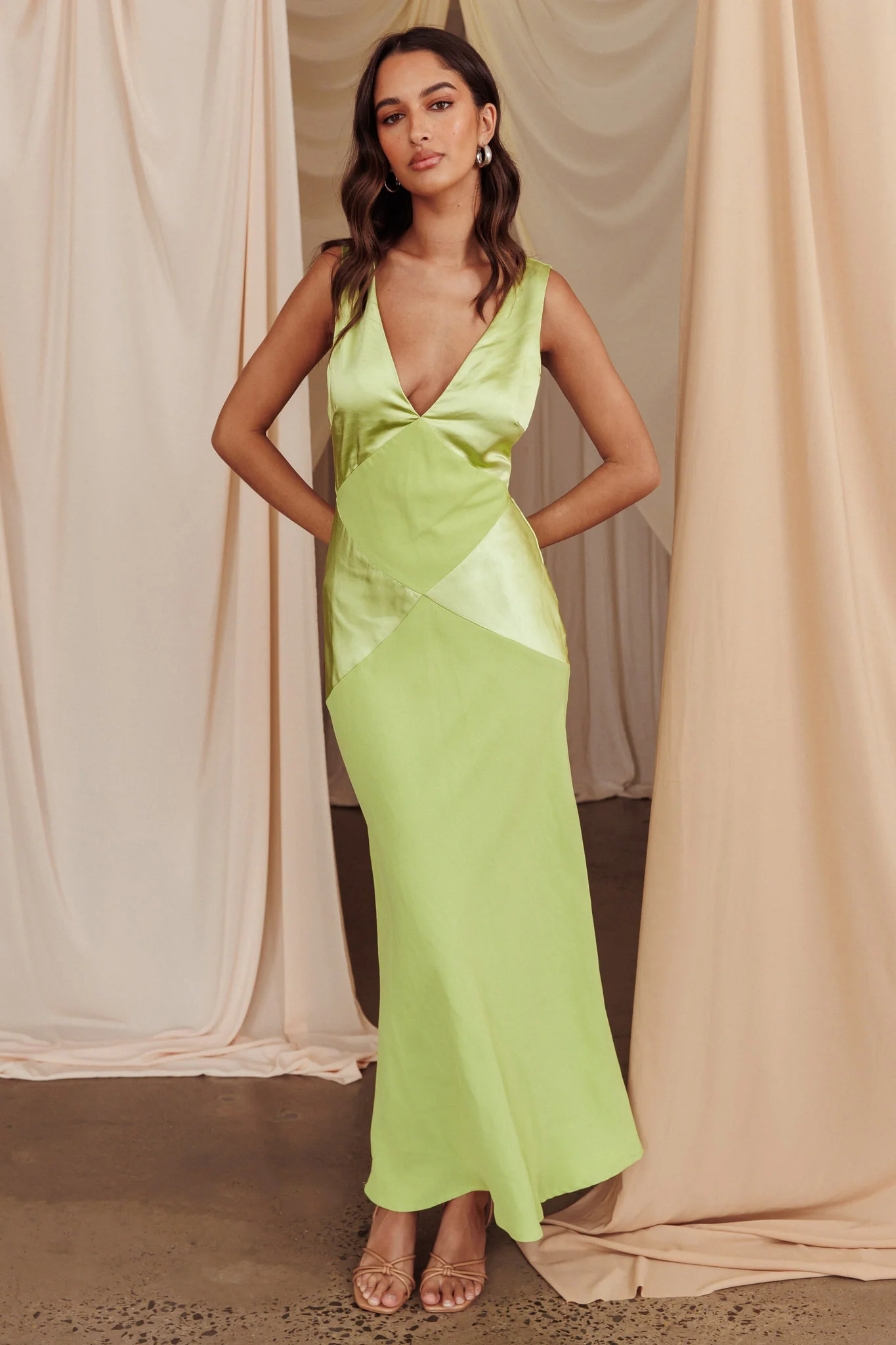 Soul Fire V-Neck Maxi Dress Lime - Image 5