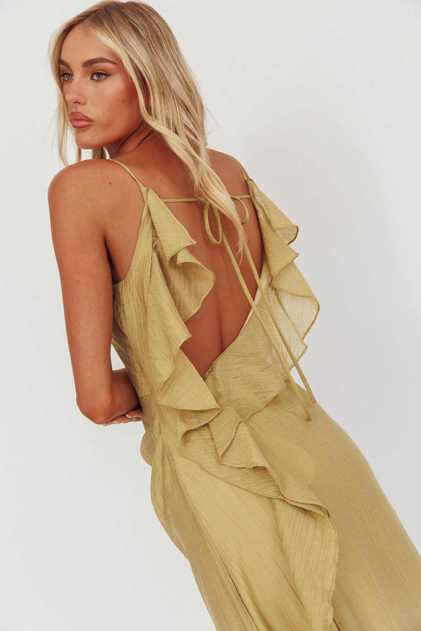 Soul Fires Ruffle Back Maxi Dress Hazel - Image 2