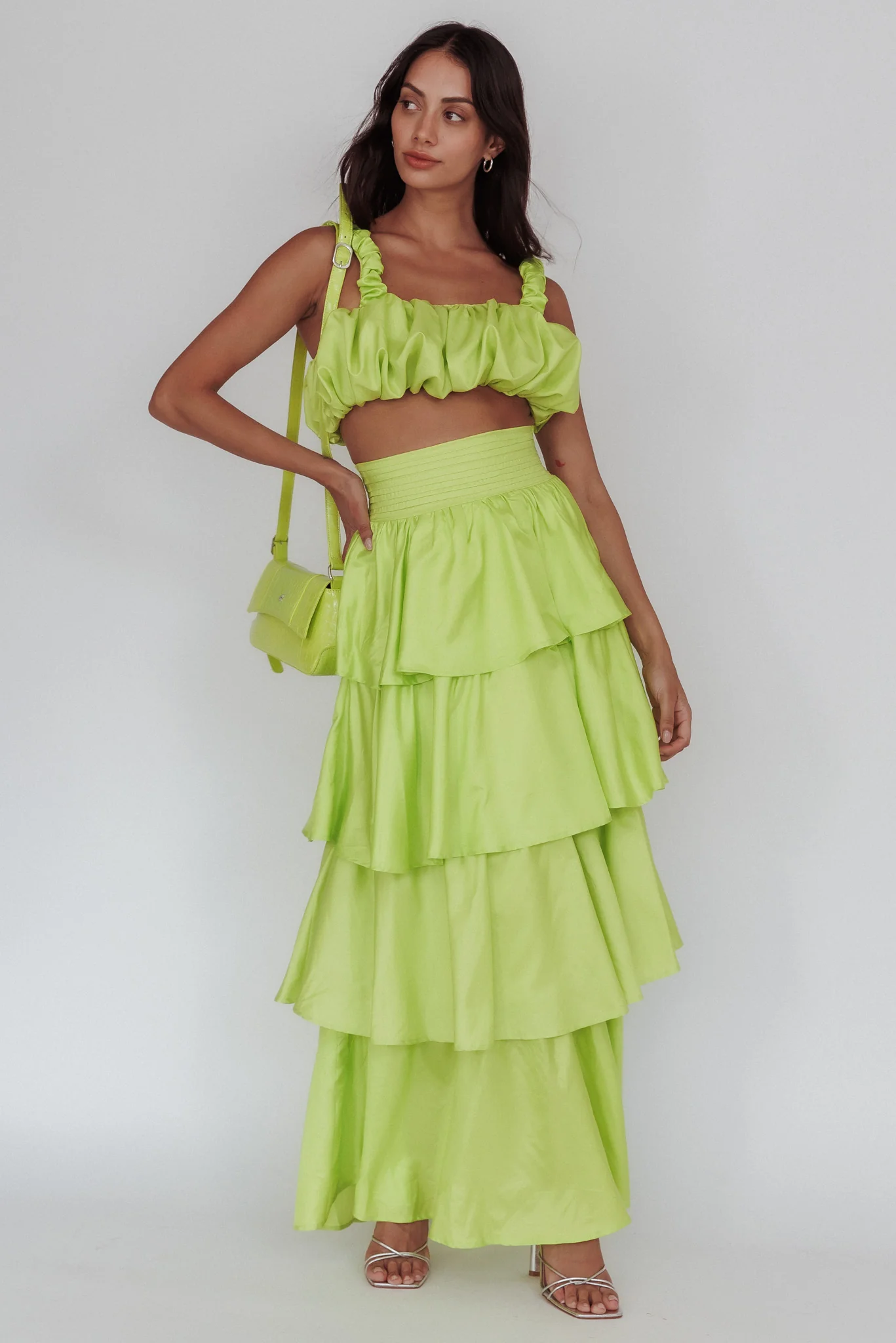 Sozo Bubble Crop Top Lime - Image 3
