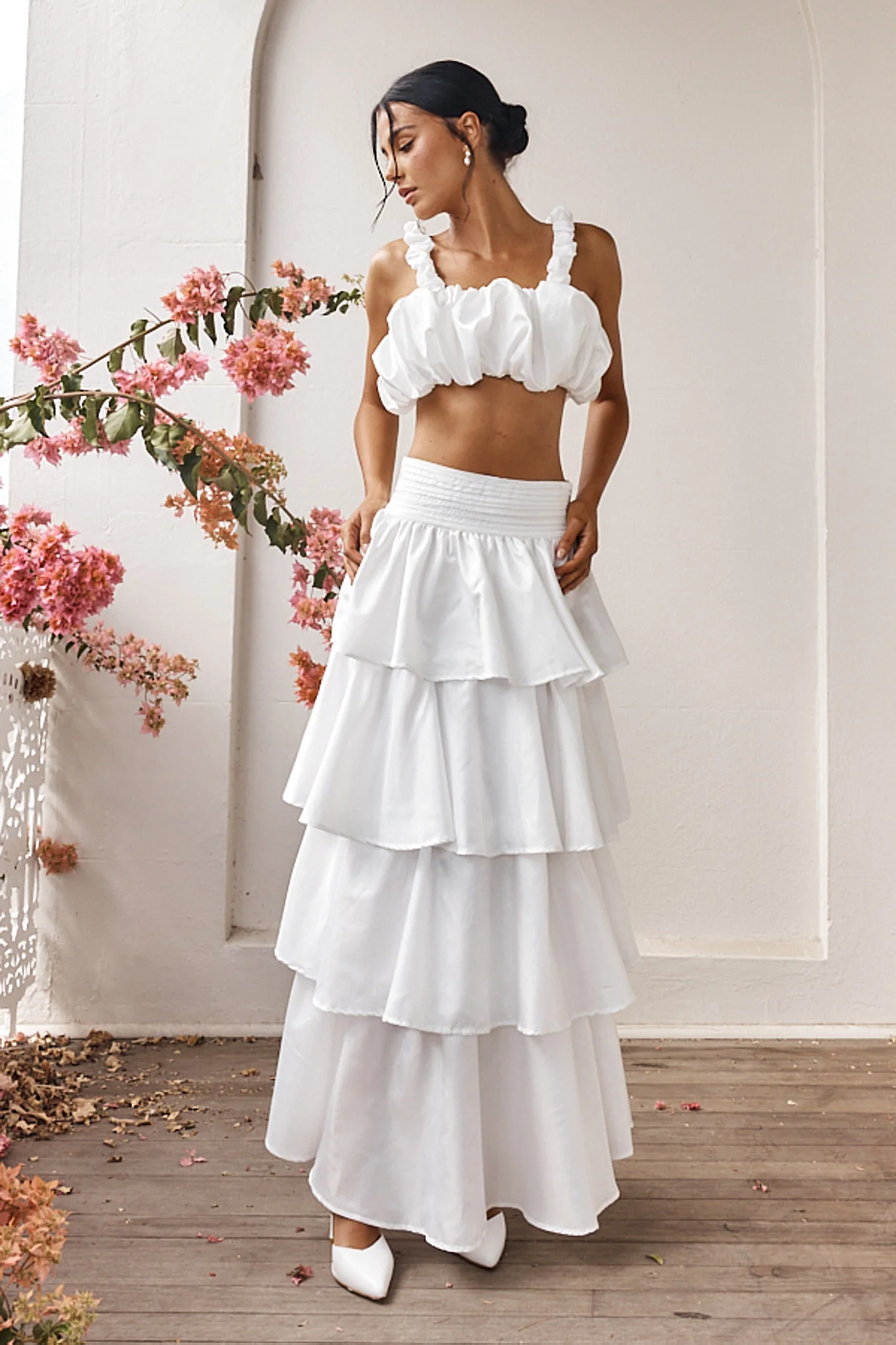Sozo Layered Maxi Skirt Ivory - Image 5