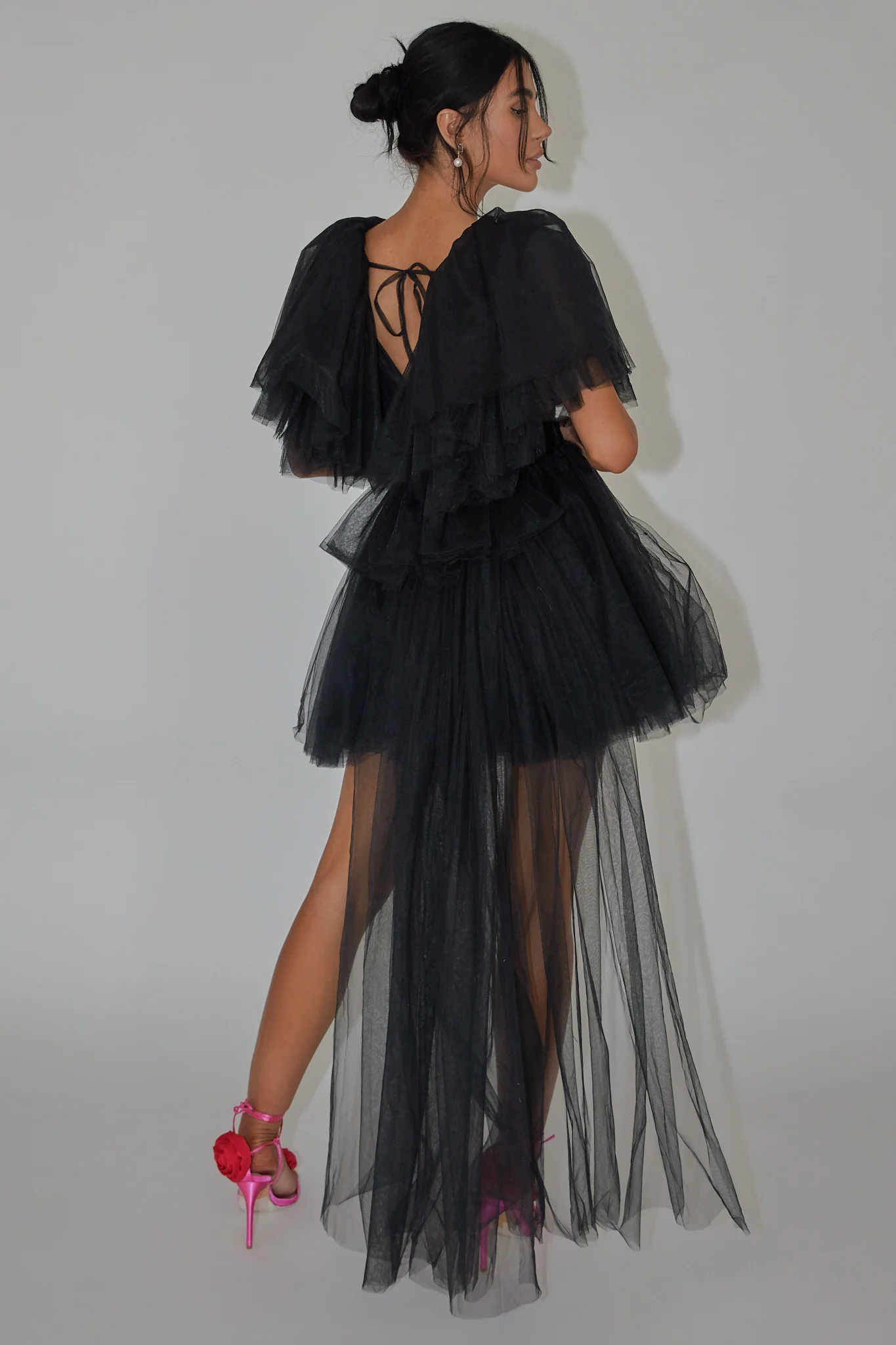 Star Power Tulle Train Mini Dress Black - Image 3