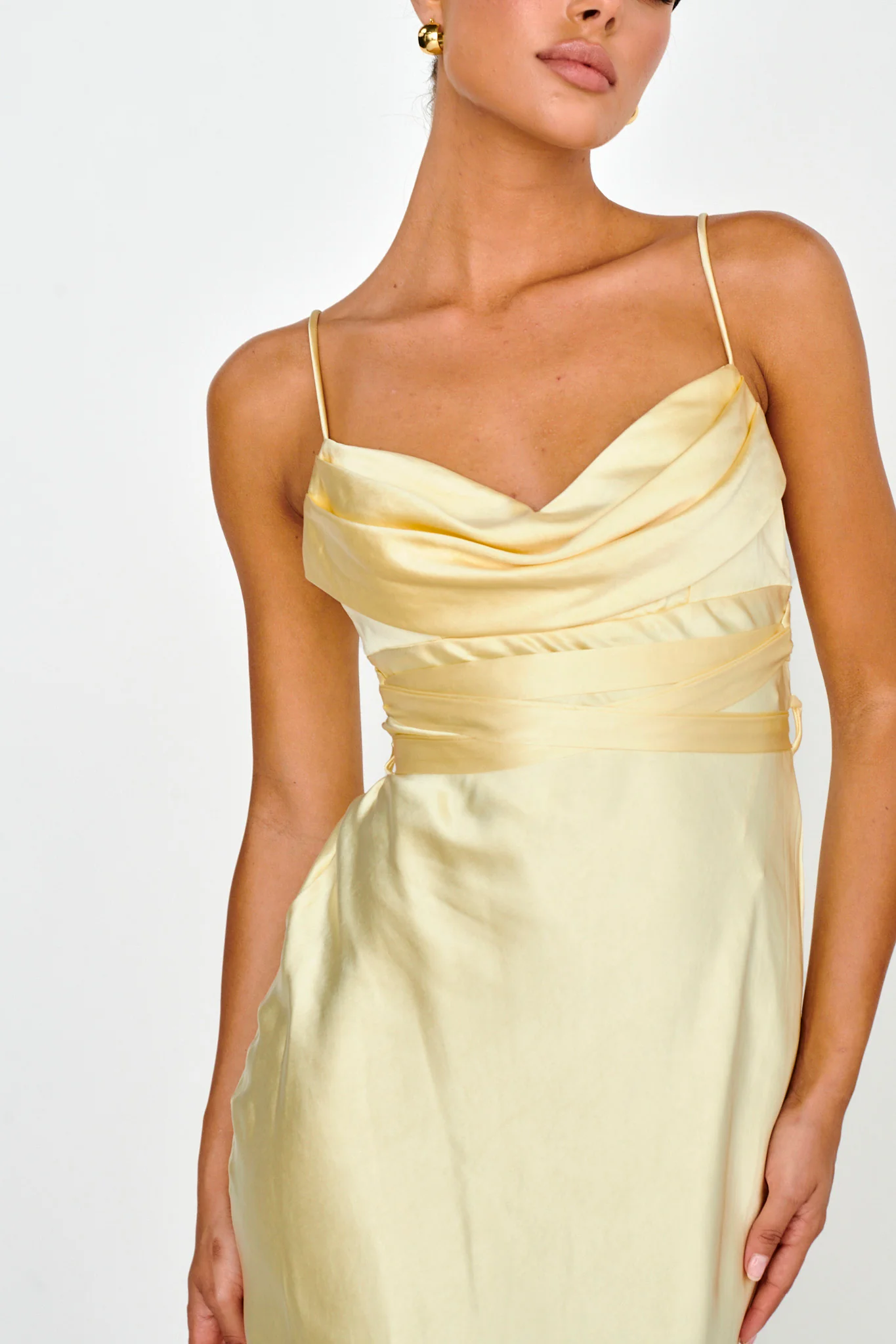 Starring Role Cowl Bust Waist Tie Dress Butter - Image 4