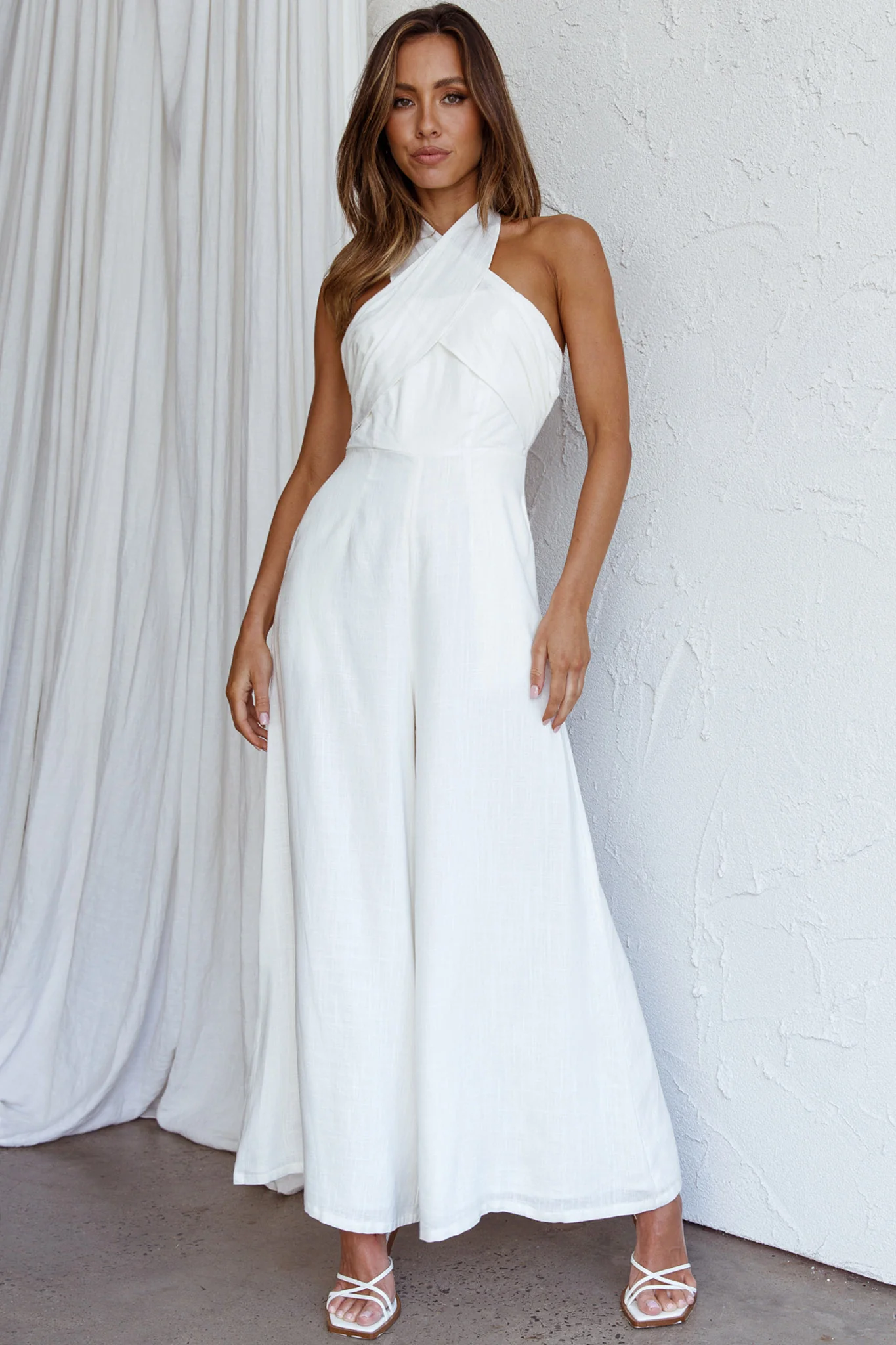 Stars Align Halterneck Jumpsuit White - Image 3