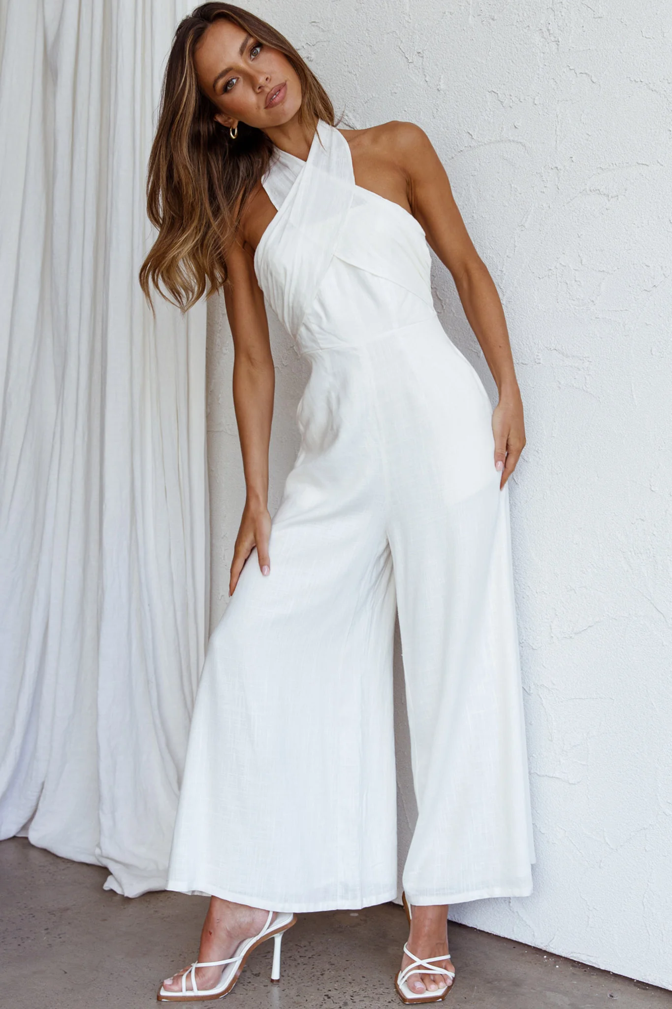 Stars Align Halterneck Jumpsuit White - Image 6