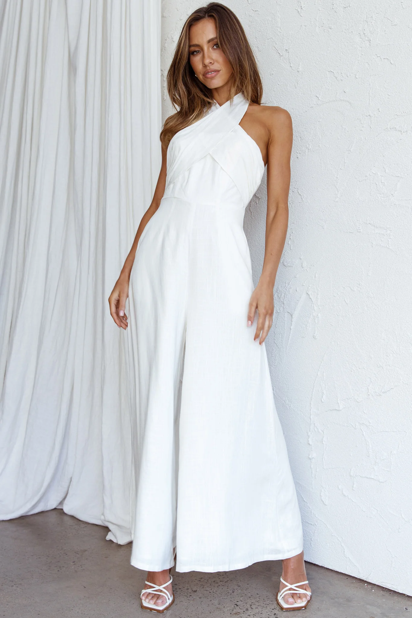 Stars Align Halterneck Jumpsuit White - Image 7