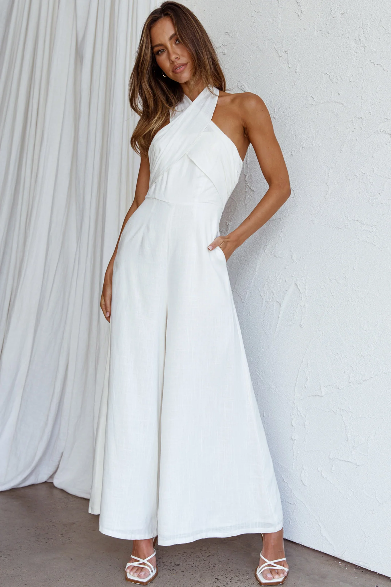 Stars Align Halterneck Jumpsuit White - Image 8