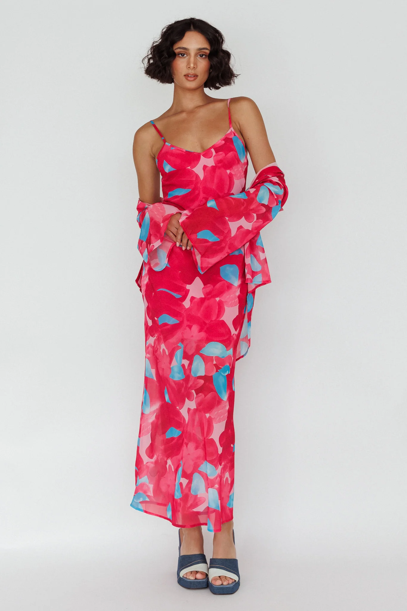 Stasi Cami Strap Midi Dress Floral Pink - Image 3