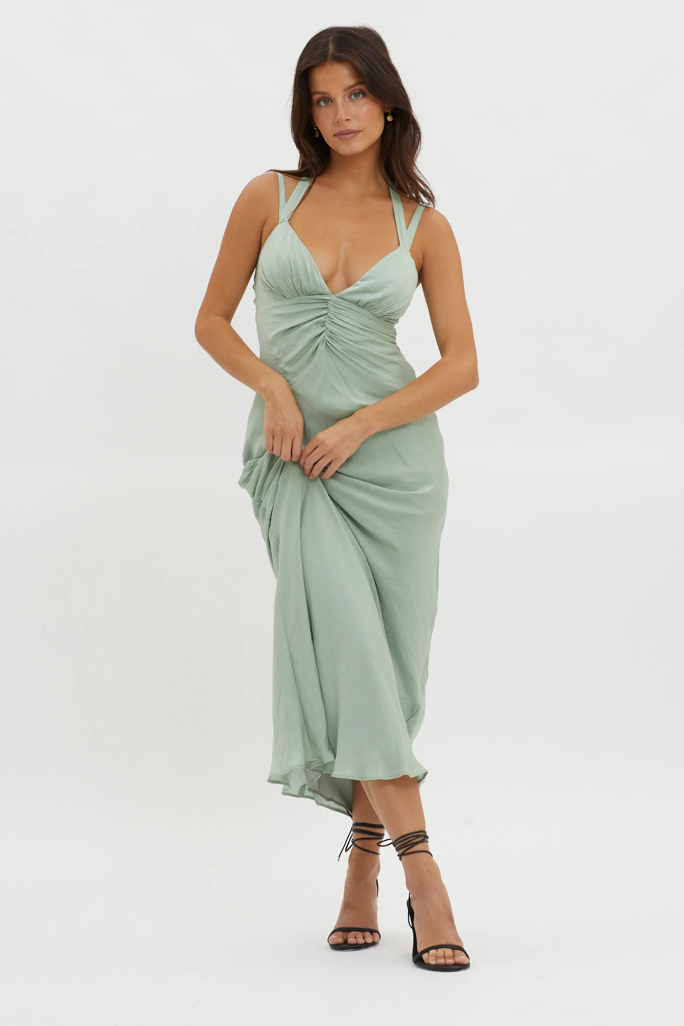 Stellar Twist Bodice Multi-Strap Dress Sage - Image 4