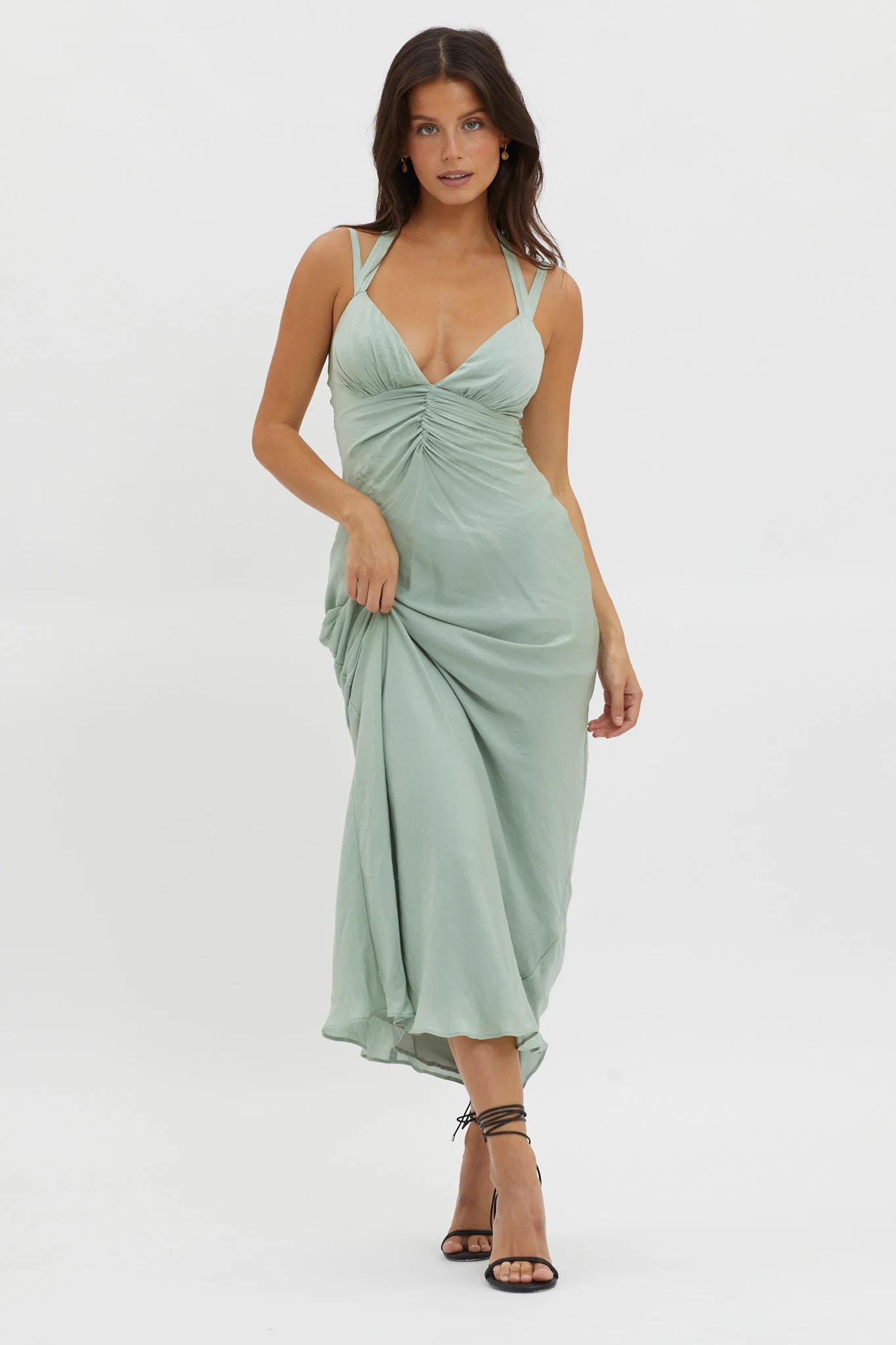 Stellar Twist Bodice Multi-Strap Dress Sage - Image 5