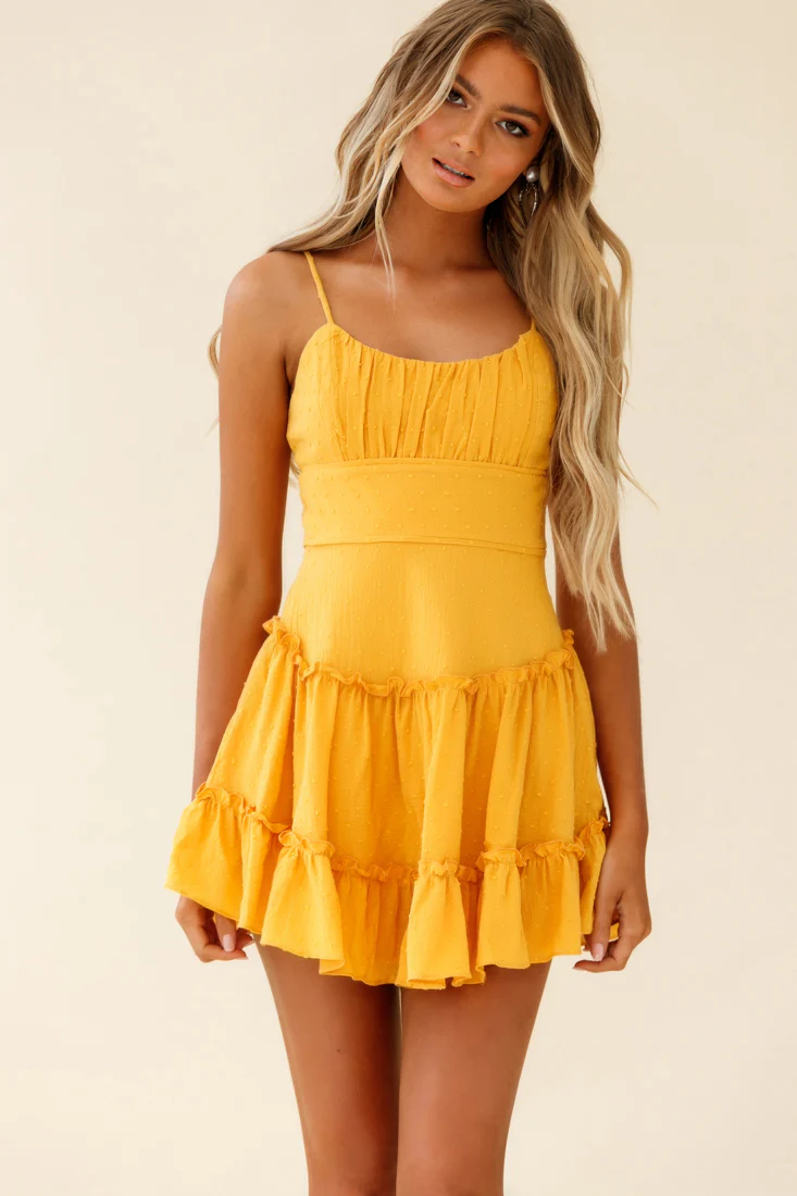 Stolen Moments Cami Strap Ruffle Dress Yellow - Image 6