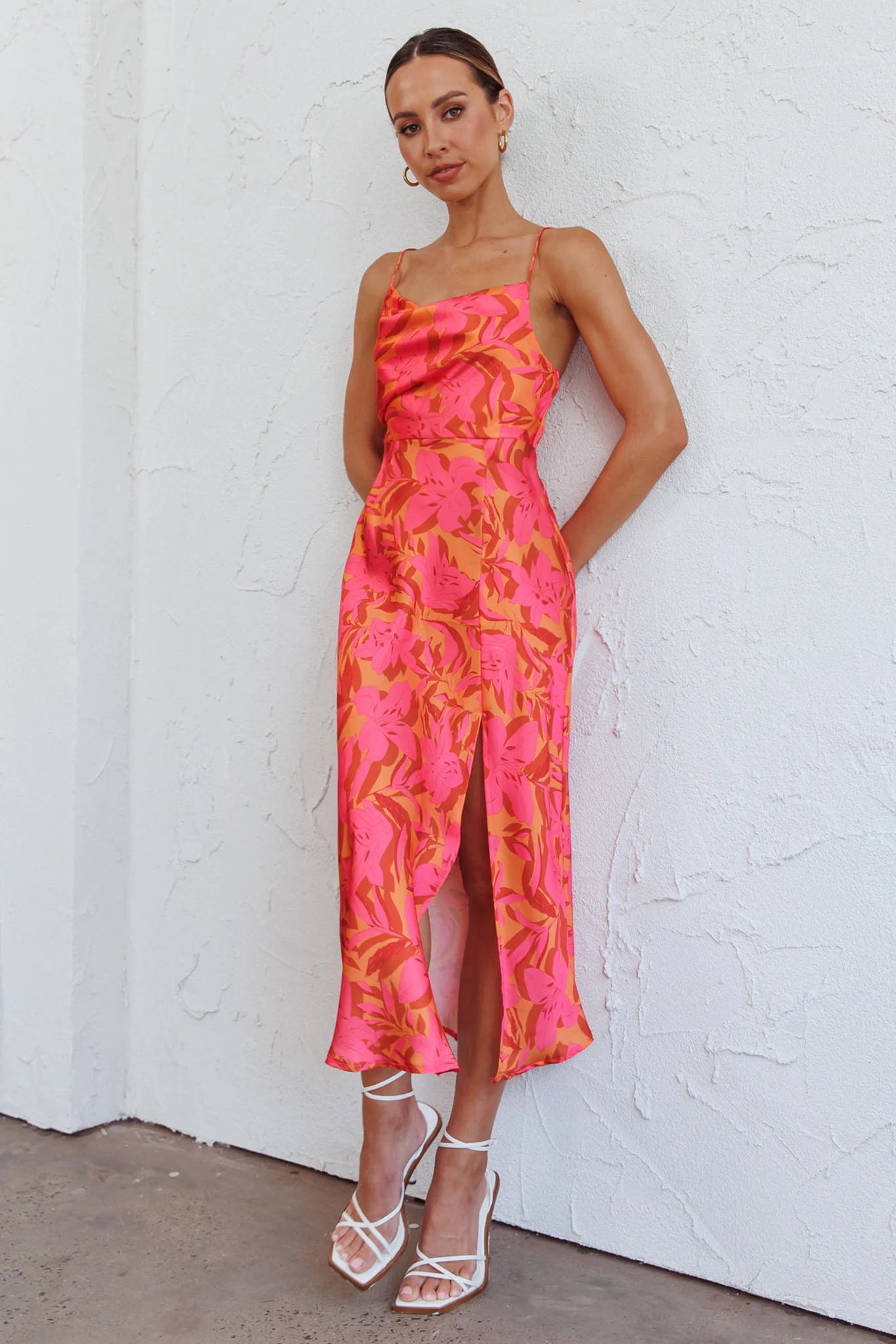 Suki Front Split Midi Dress Lily Pink - Image 3