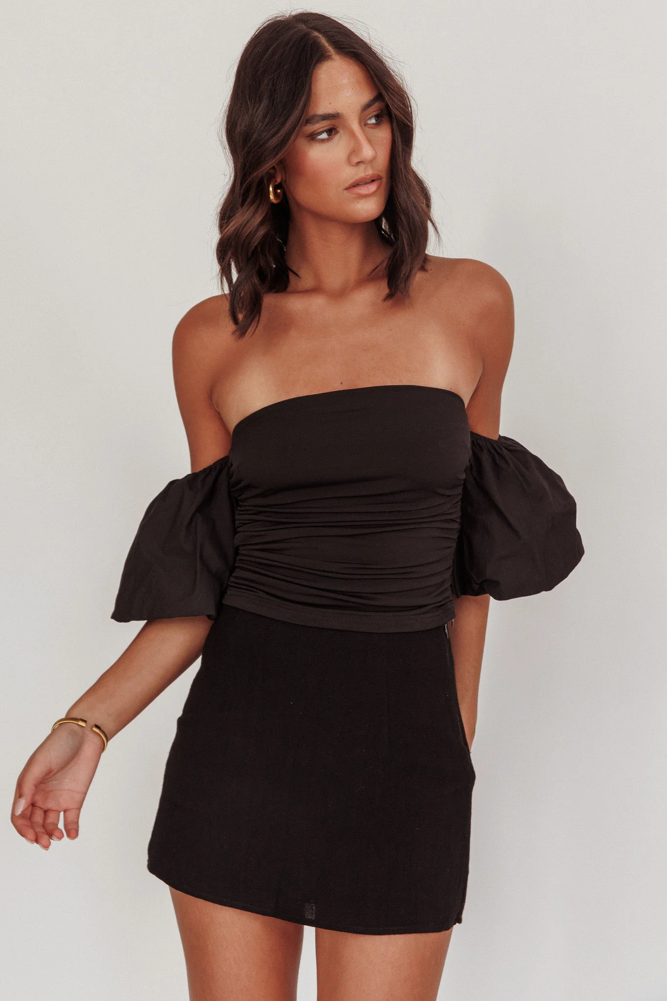 Summer Fridays Puff Sleeve Crop Top Black - Image 6