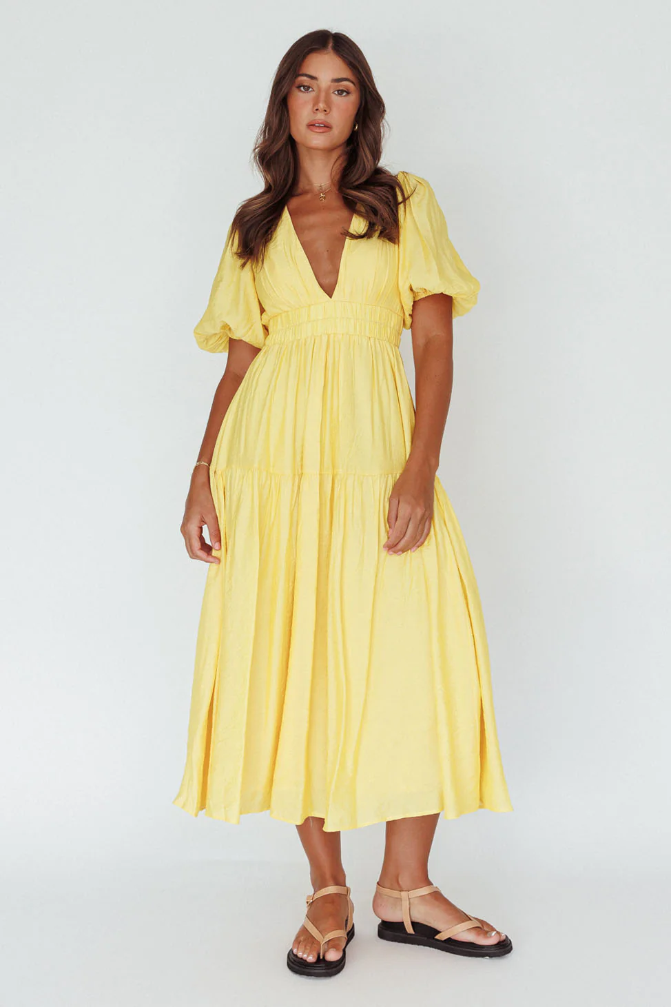 Summer Land V-Neckline Midi Dress Butter - Image 7
