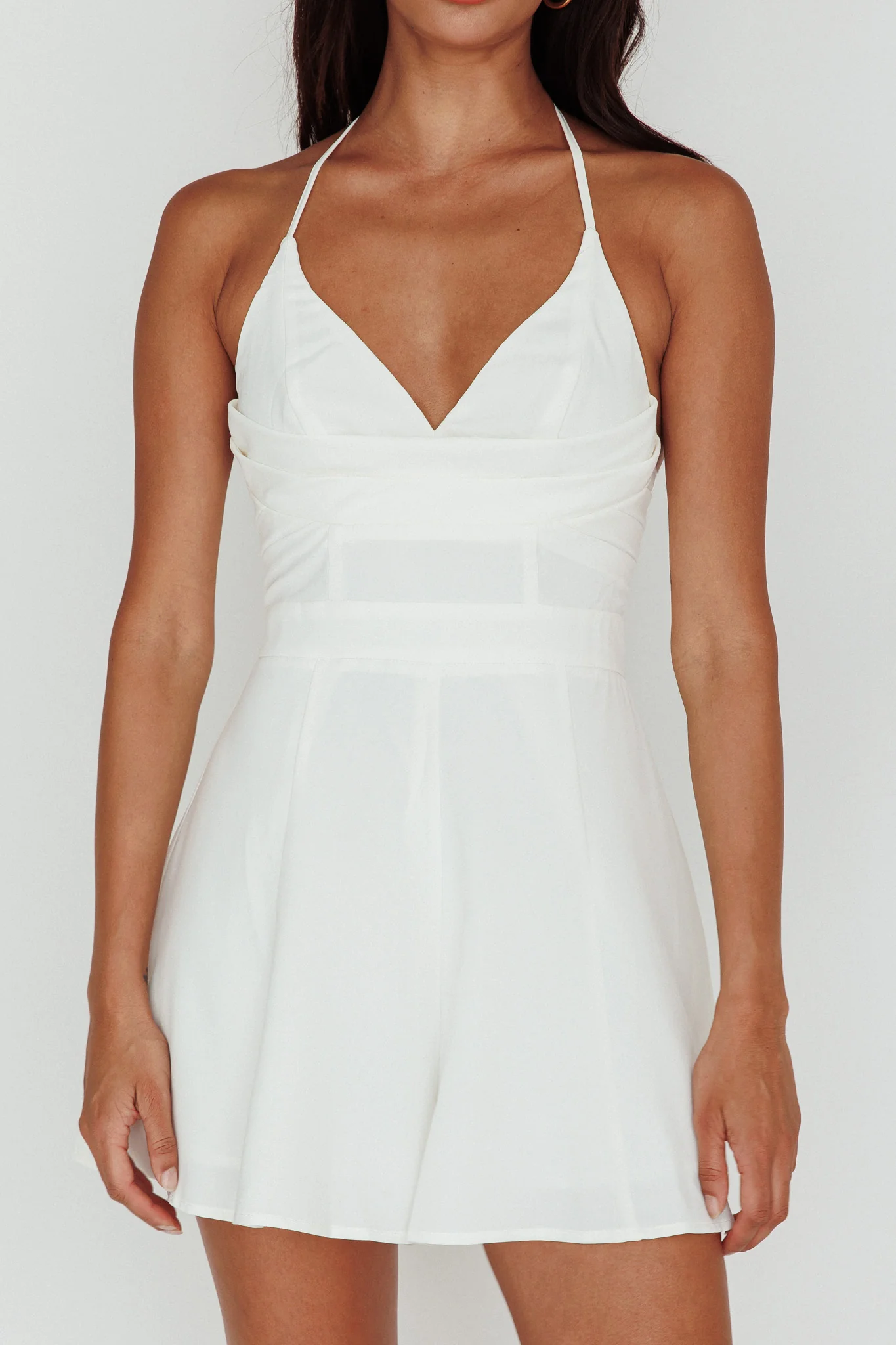 Summer Light Lace-Up Back Romper White - Image 4