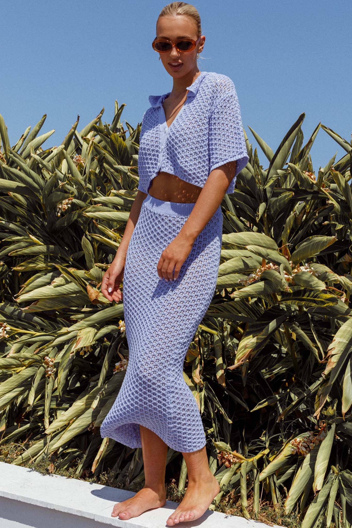 Summer Sunset Crochet Maxi Skirt Lavender - Image 2