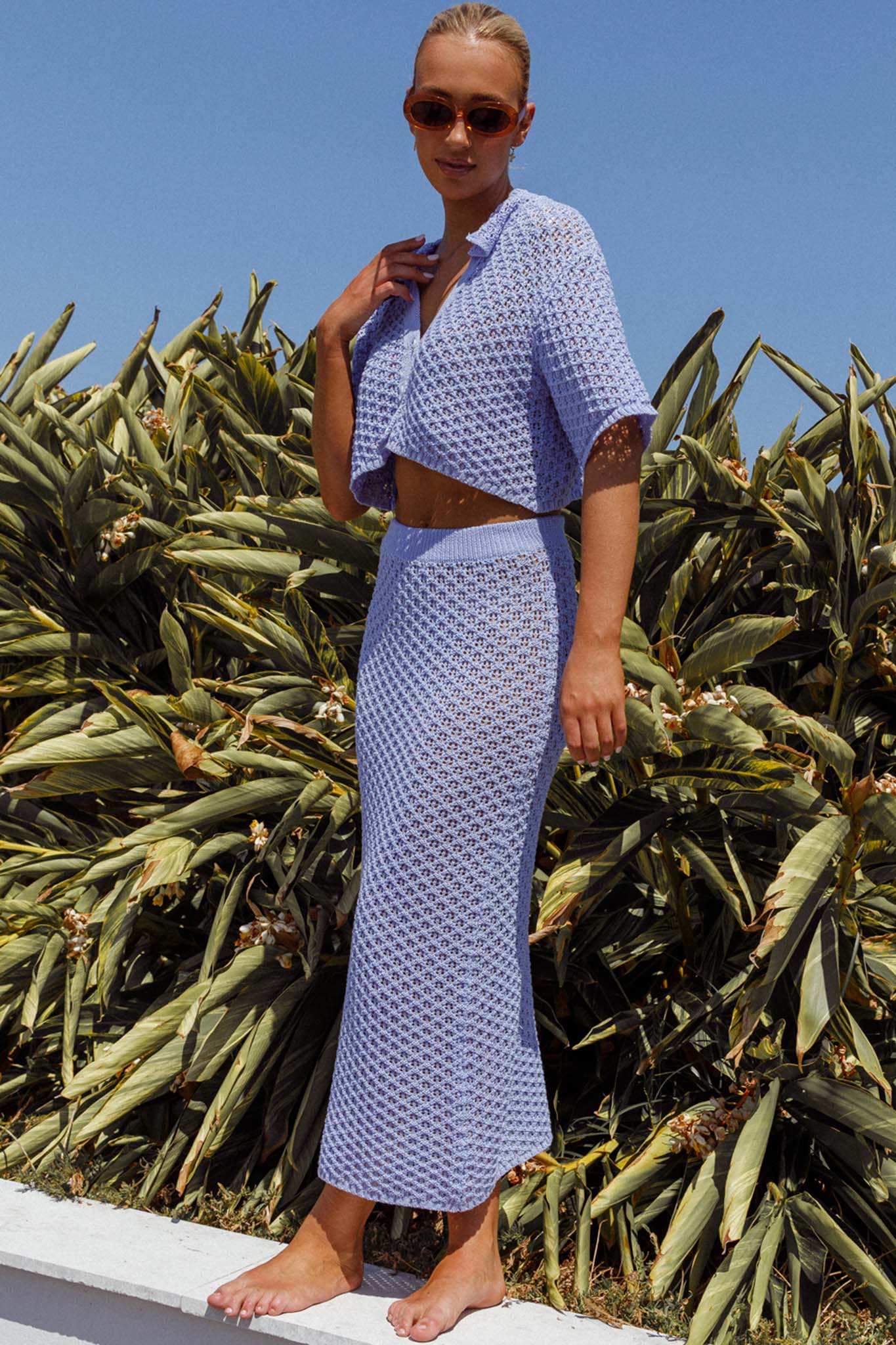Summer Sunset Crochet Maxi Skirt Lavender - Image 5