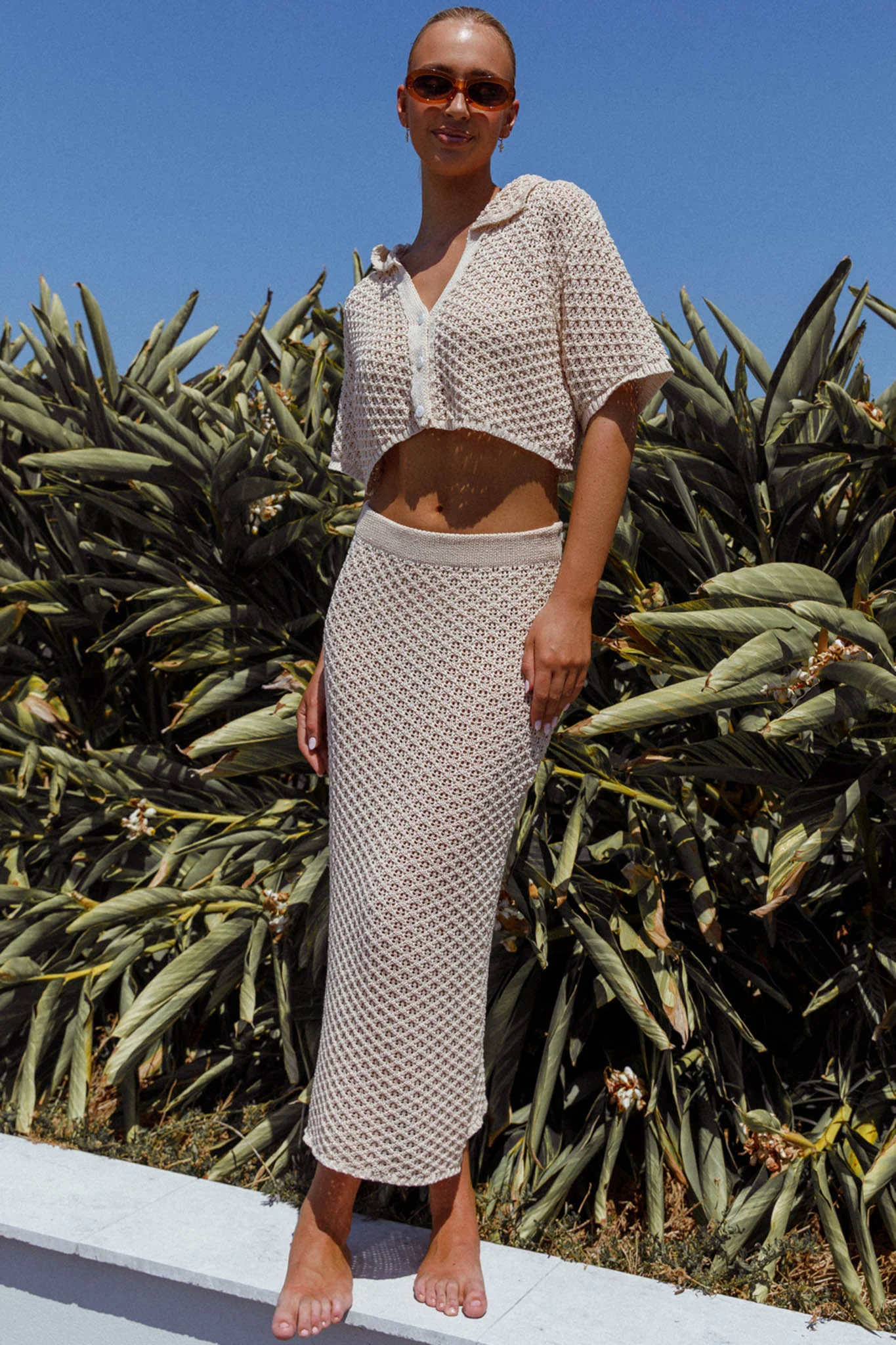 Summer Sunset Crochet Maxi Skirt Oat - Image 3