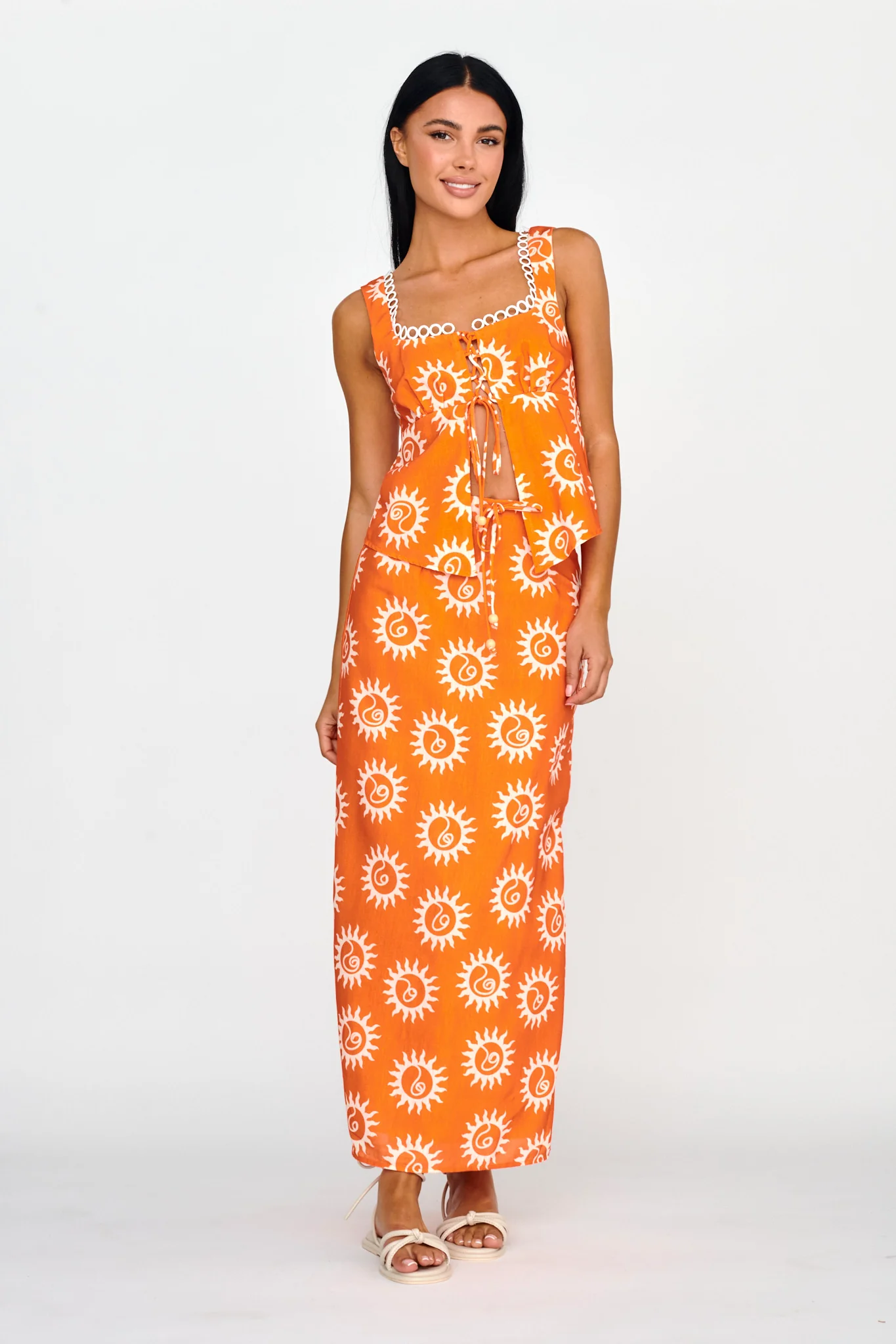 Sun Days Laced Bust Top Sun Orange - Image 4