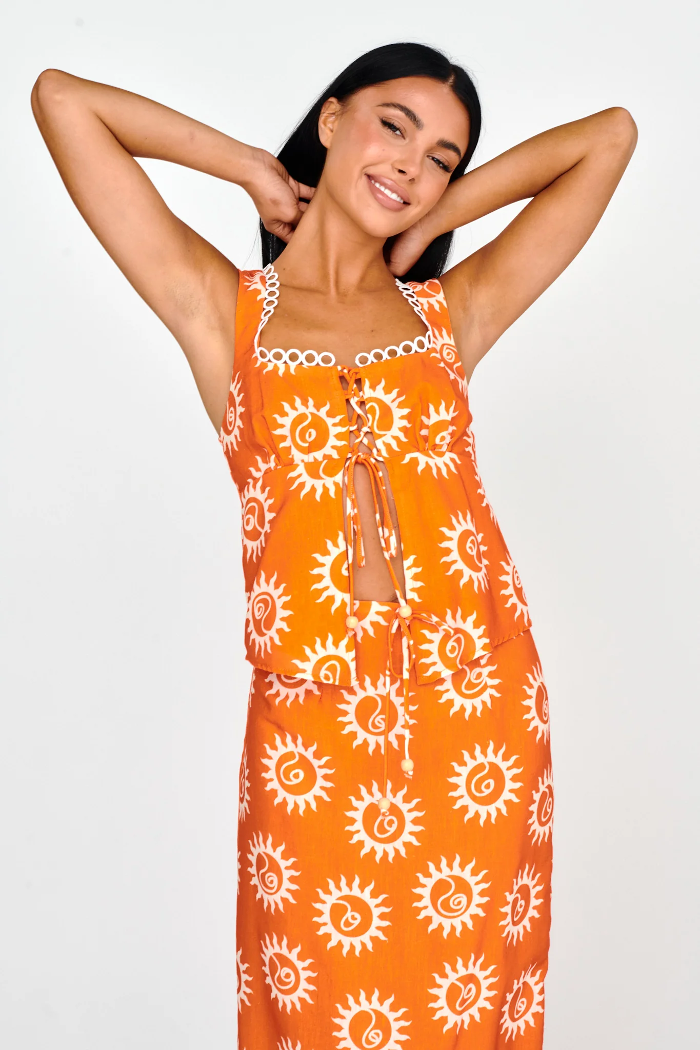 Sun Days Laced Bust Top Sun Orange - Image 5
