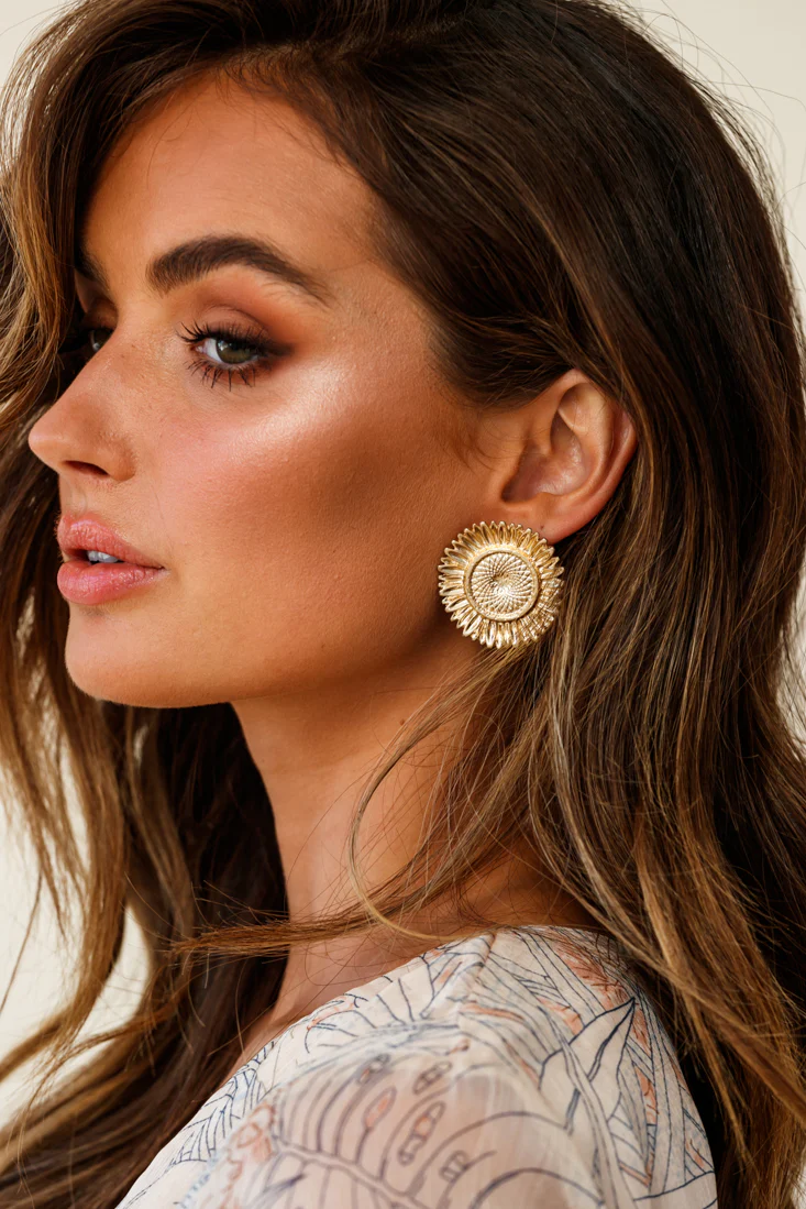 Sunflower Gold Earrings - Image 2