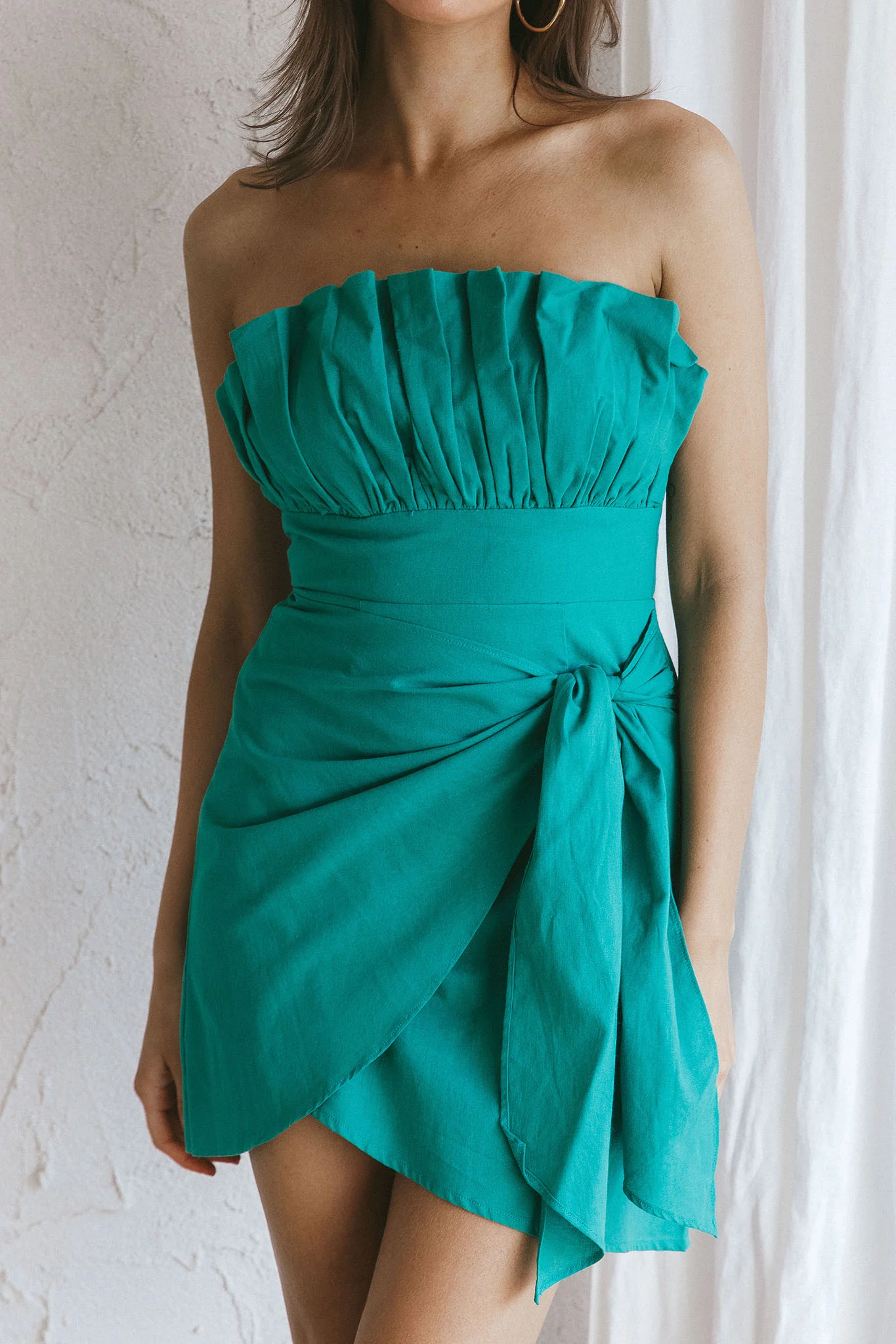 Sunkissed Faux Wrap Mini Dress Green - Image 4