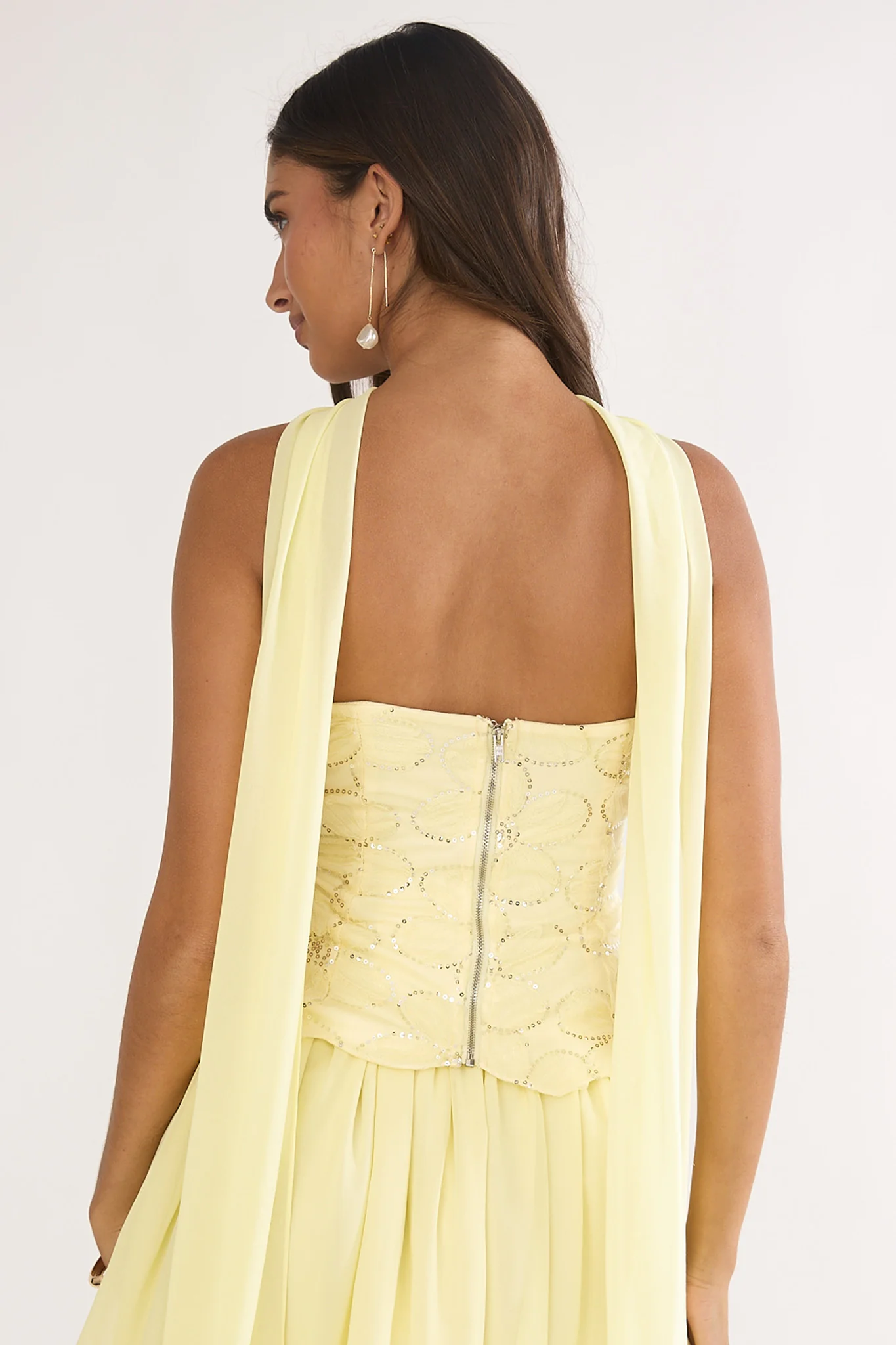 Sunset Serenade Embellished Strapless Top Yellow - Image 2