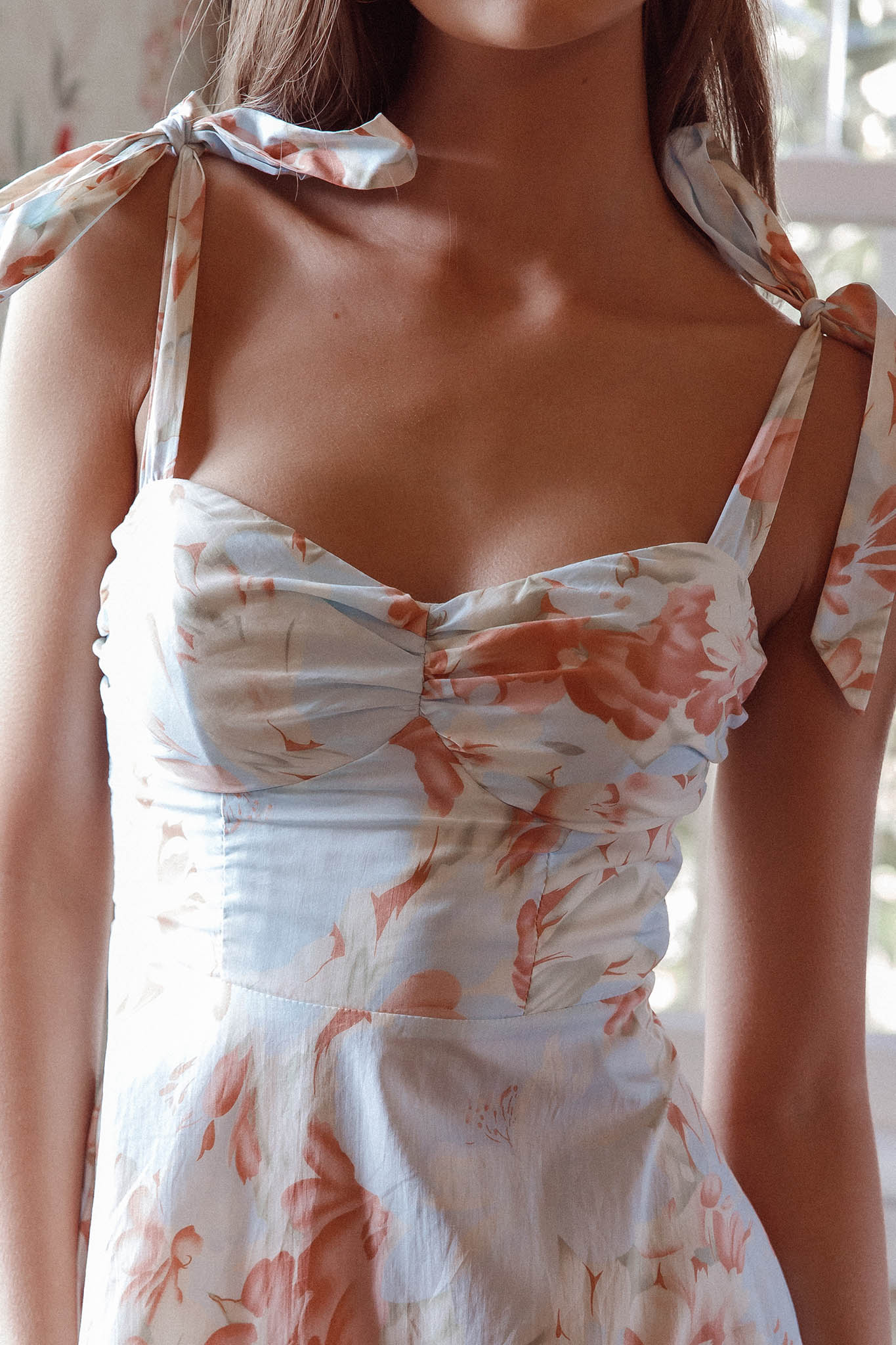 Sweet Pea Tied Shoulder Midi Dress Floral Blue - Image 5