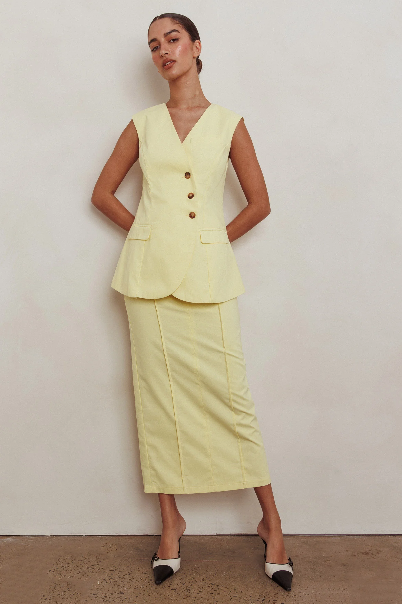 Sweet Treat Column Midi Skirt Lemon - Image 5
