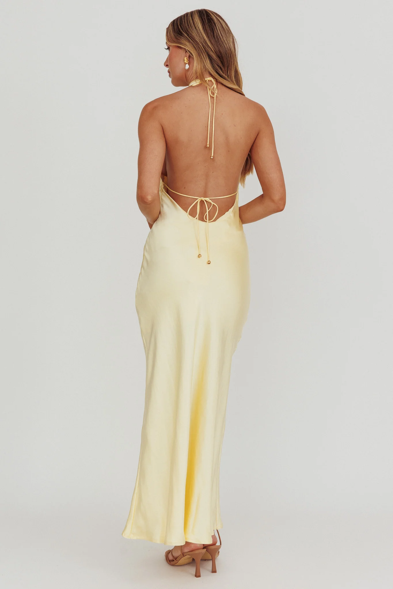 Sweetest Sundays Halterneck Open Back Dress Butter - Image 4