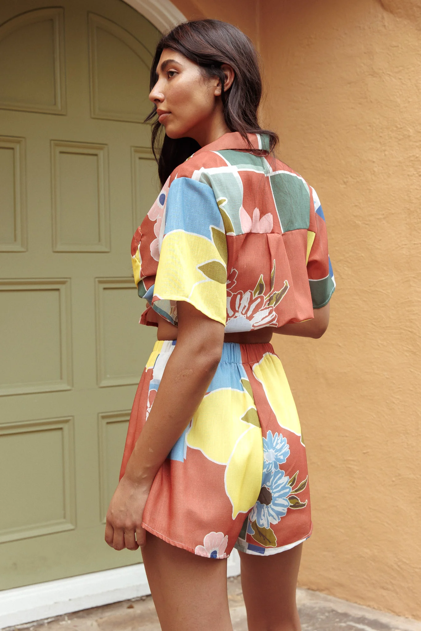 Swing Of Things Elastic Waist Shorts Citrus Terracotta - Image 4