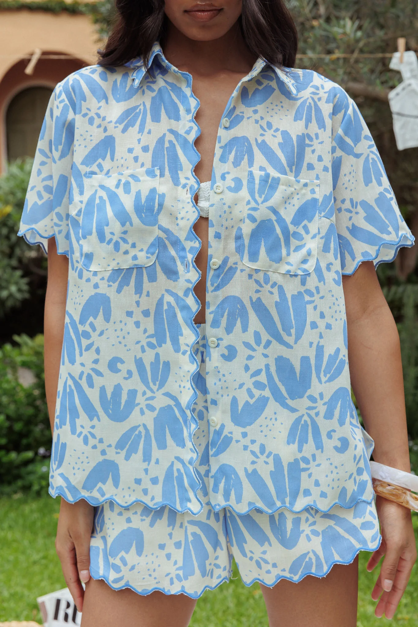 Swing Of Things Scalloped Edge Shirt Print Blue - Image 5