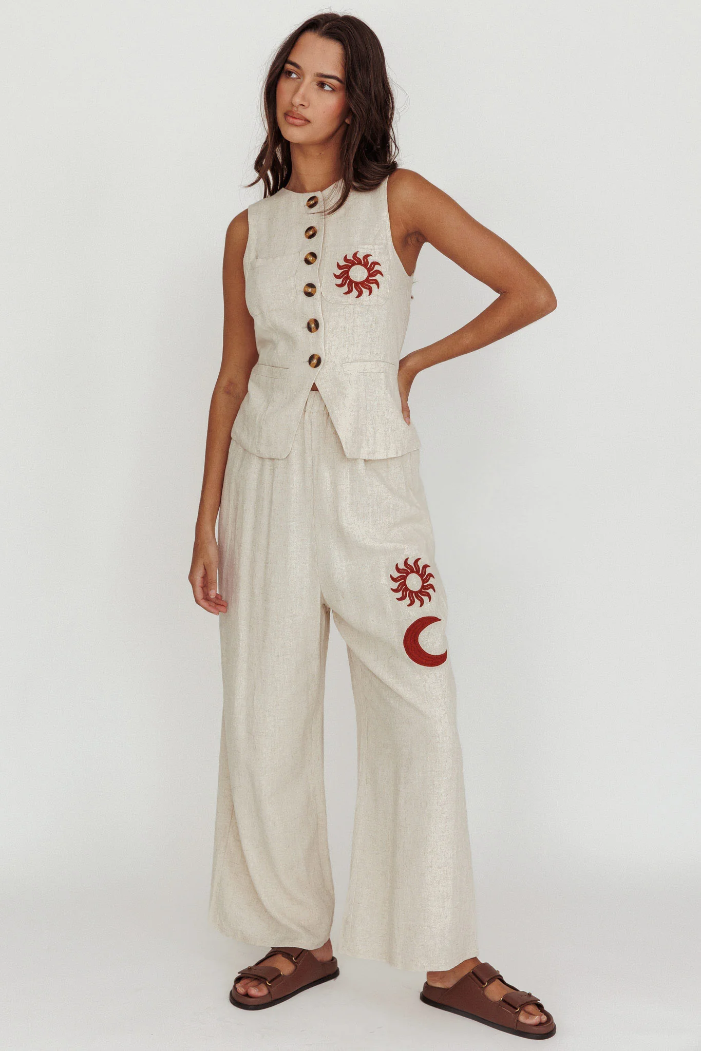 Swing Of Things Sun Sleeveless Buttoned Vest Oat - Image 4