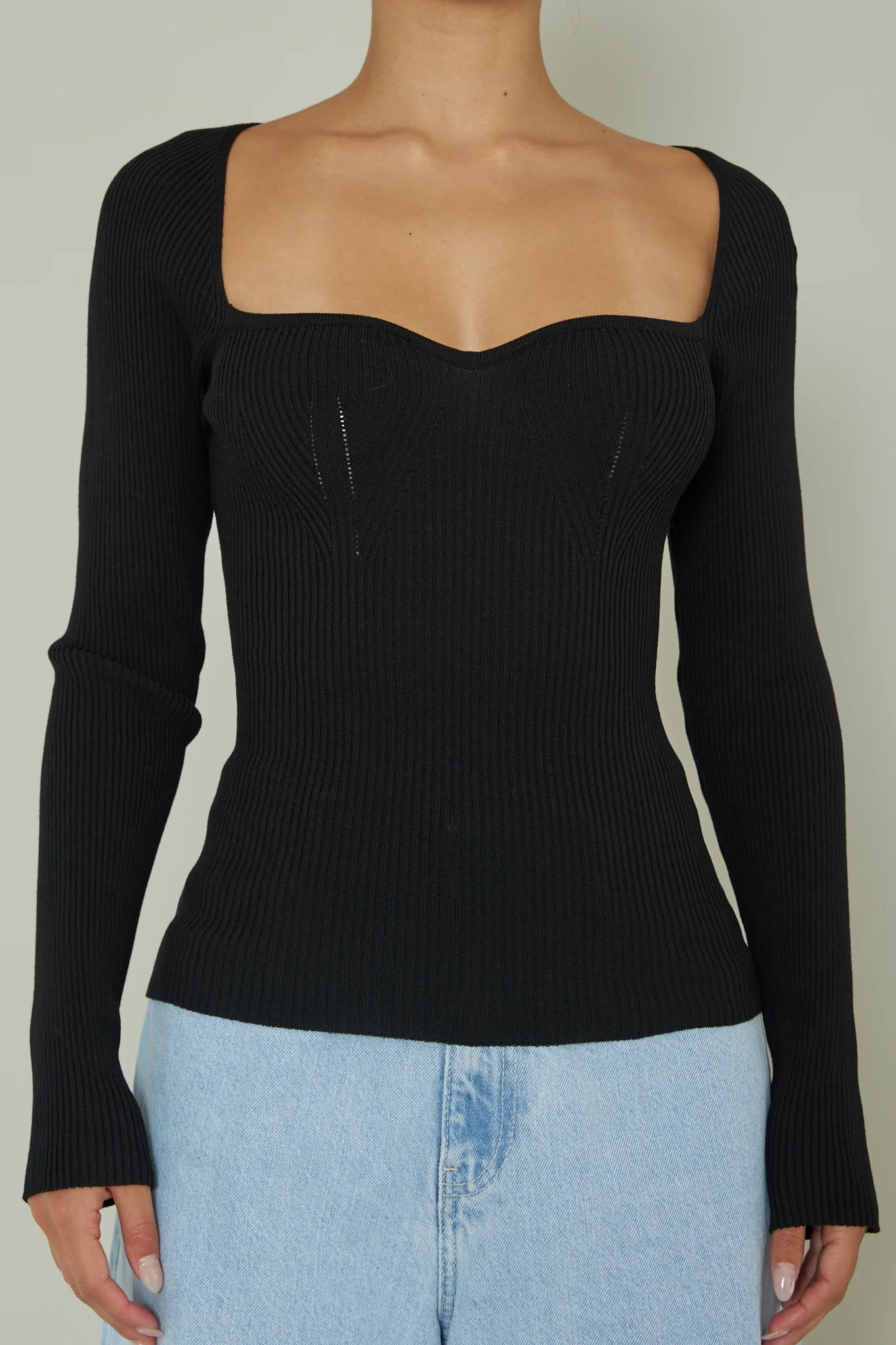 Switch Focus Long Sleeve Knit Top Black - Image 4