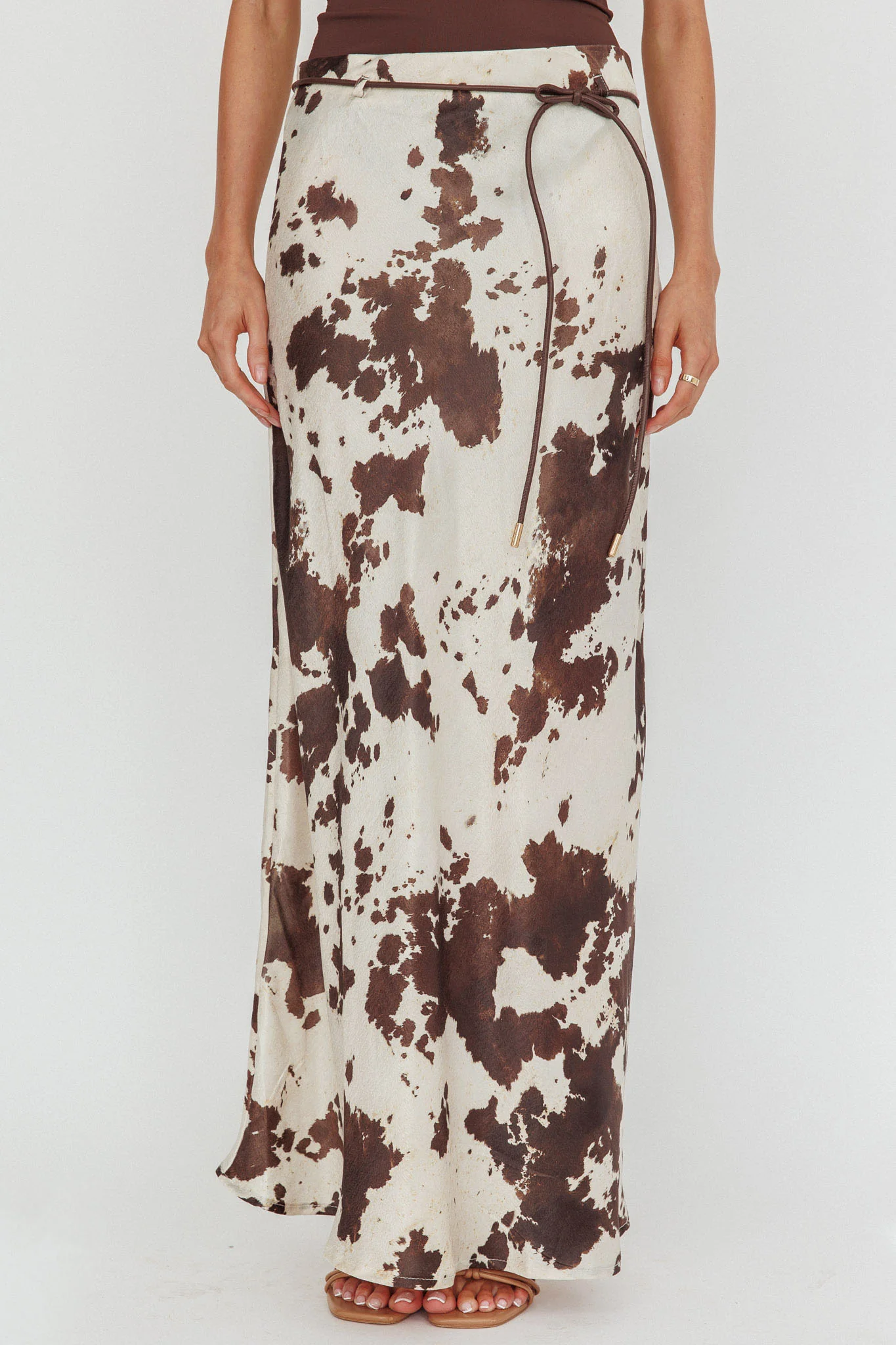 Takara String Tie Maxi Skirt Cow Print - Image 4