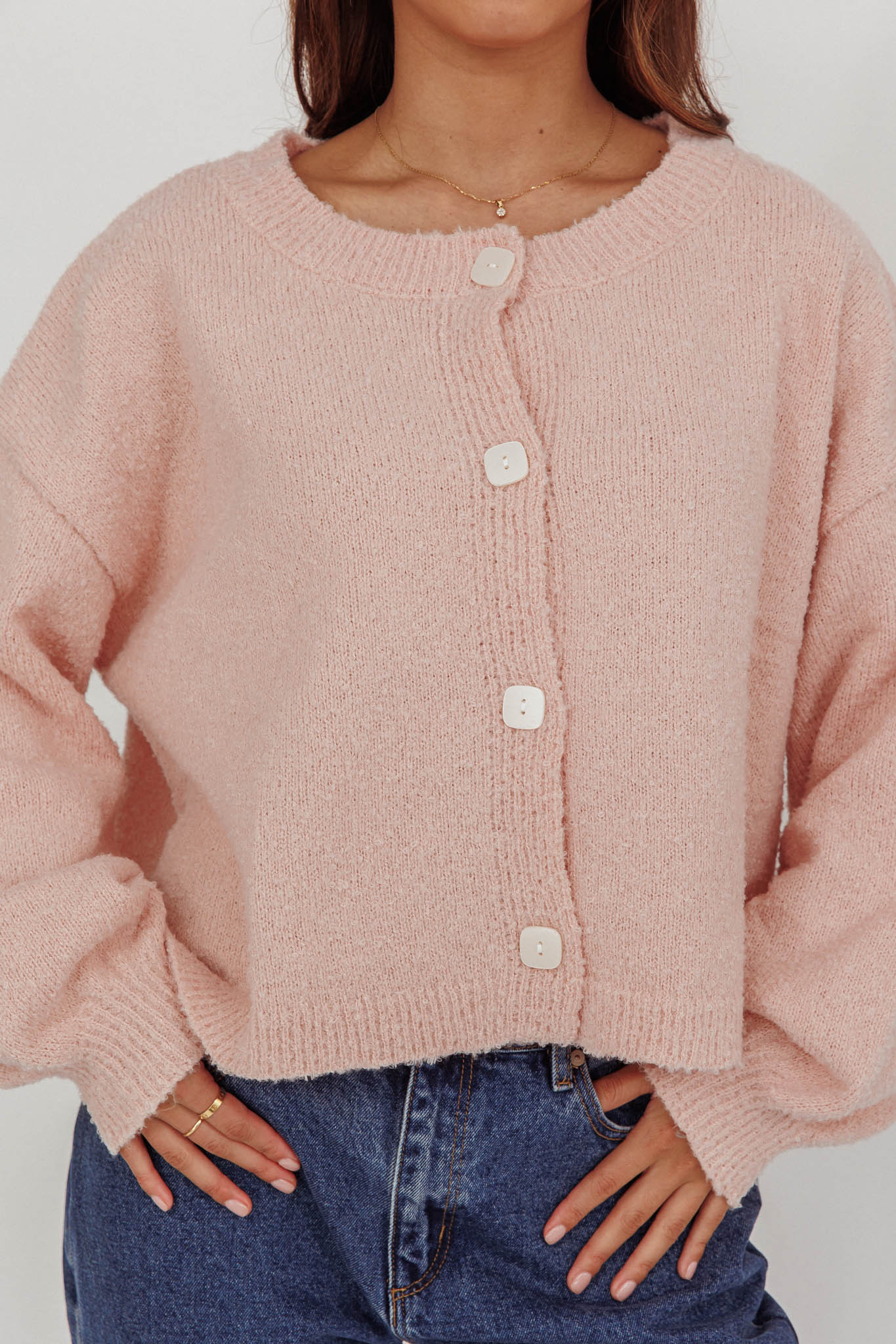 Taking Notes Button Front Cardigan Blush - Image 3