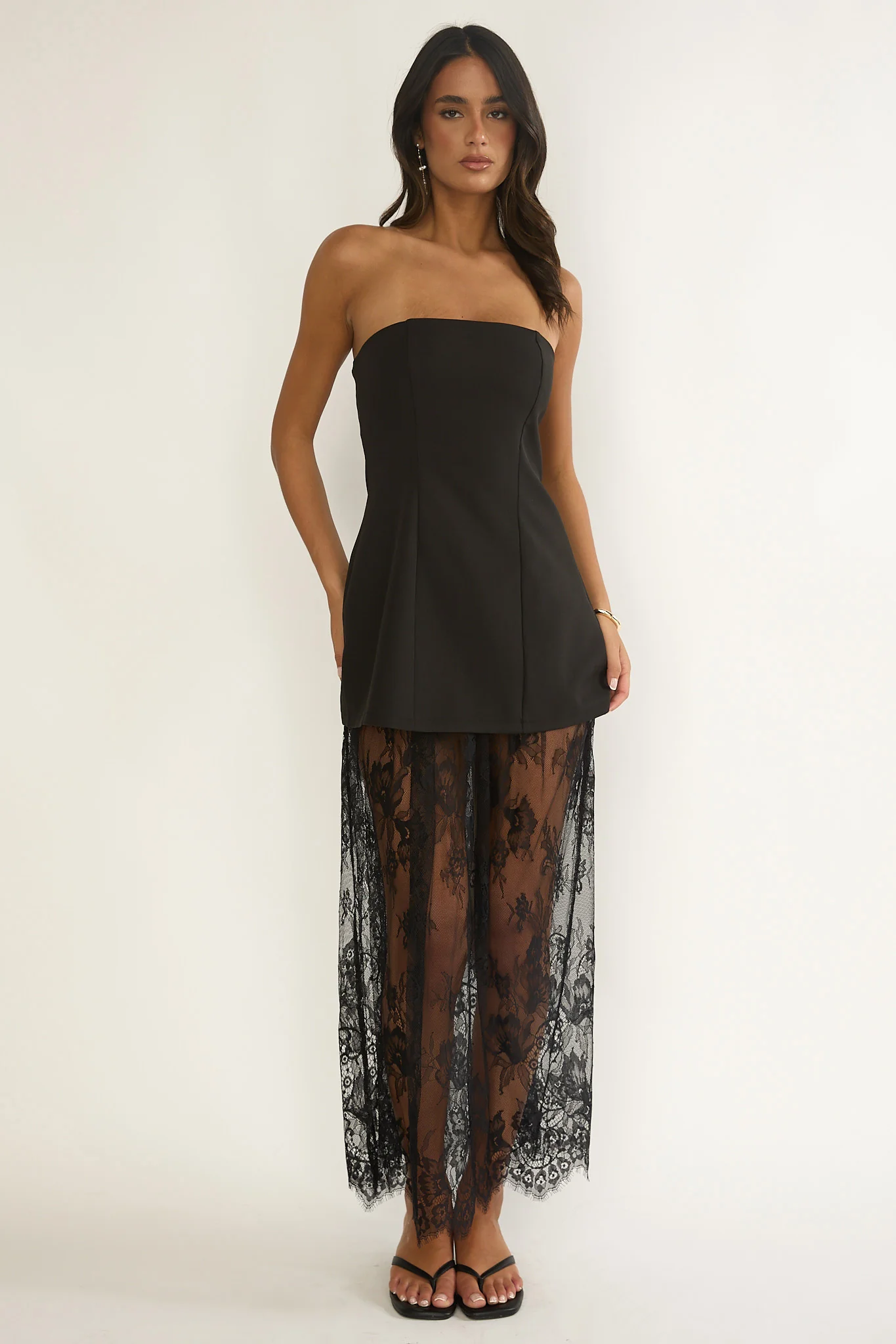 Talina Strapless Two-Piece Lace Skort Set Black - Image 2