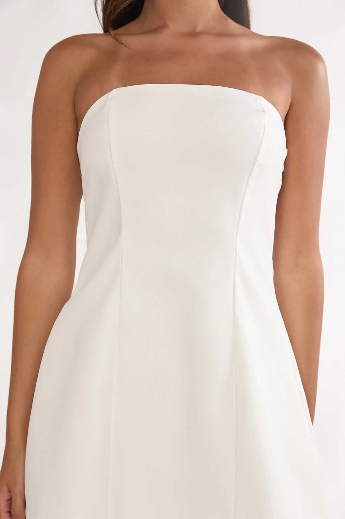Talina Strapless Two-Piece Lace Skort Set White - Image 3