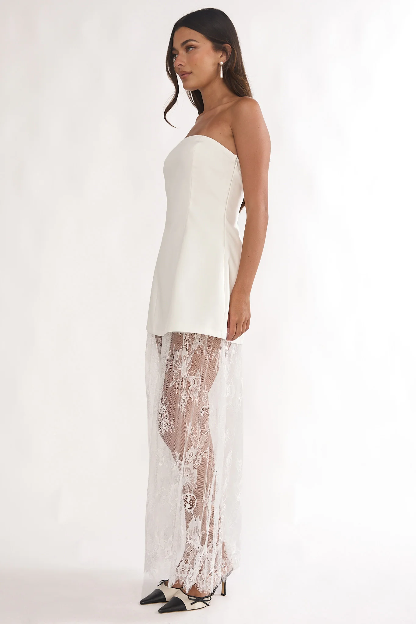 Talina Strapless Two-Piece Lace Skort Set White - Image 6