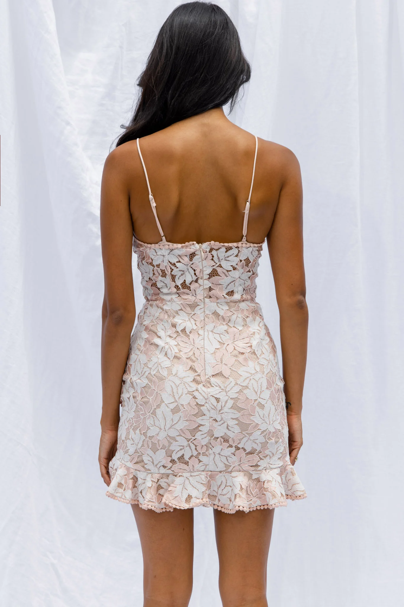 Talk About Me Ruffle Trim Mini Dress Blush - Image 7