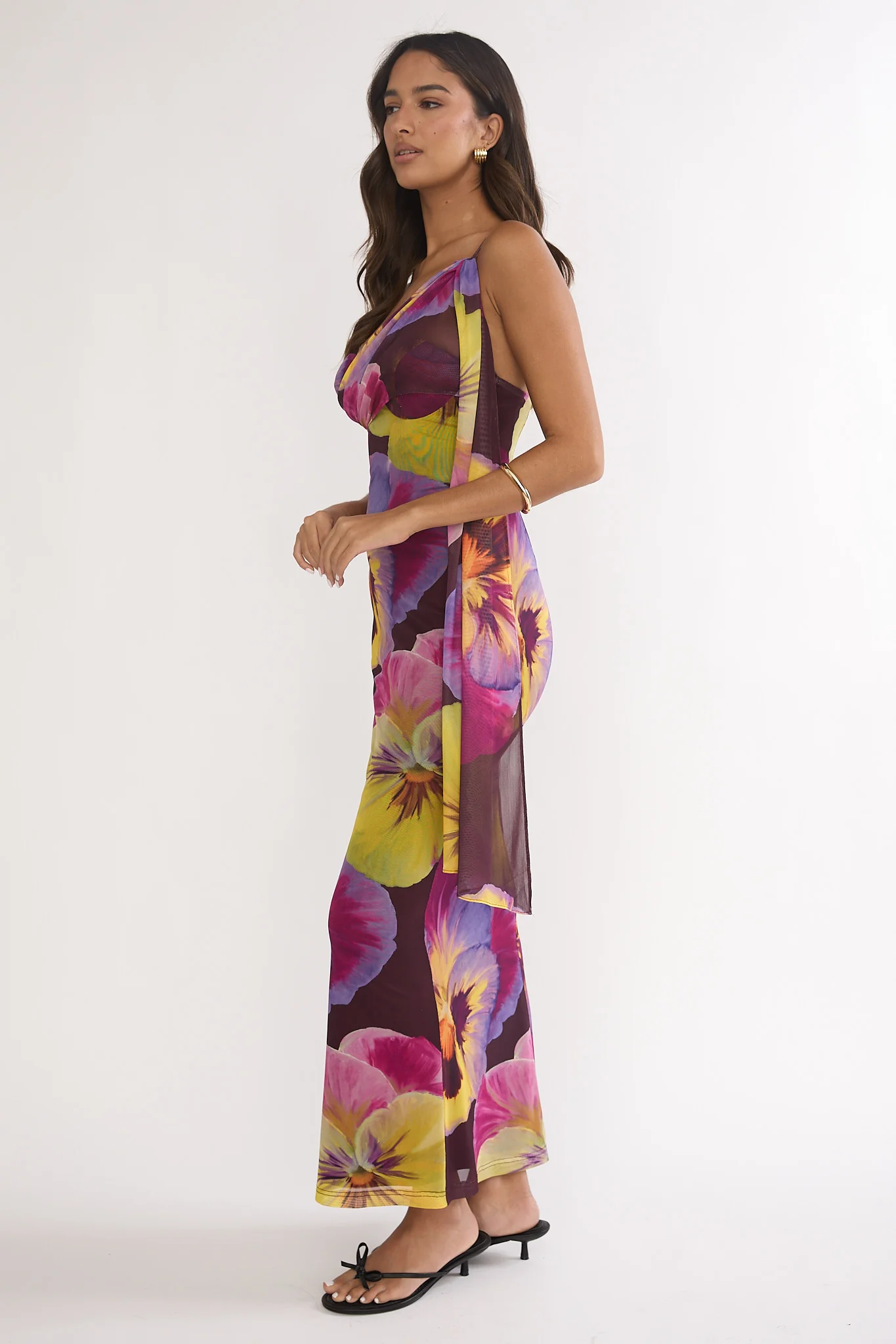 Tallis One-Shoulder Asymmetric Neckline Dress Brown - Image 6