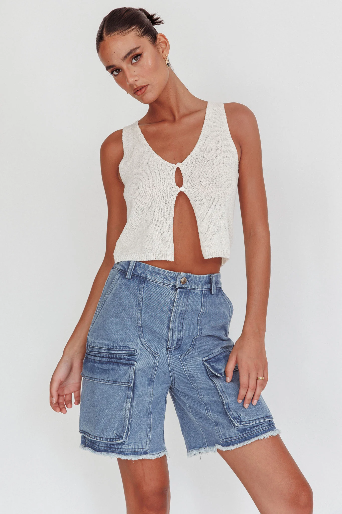 Tardy Cargo Short Jorts Denim - Image 2