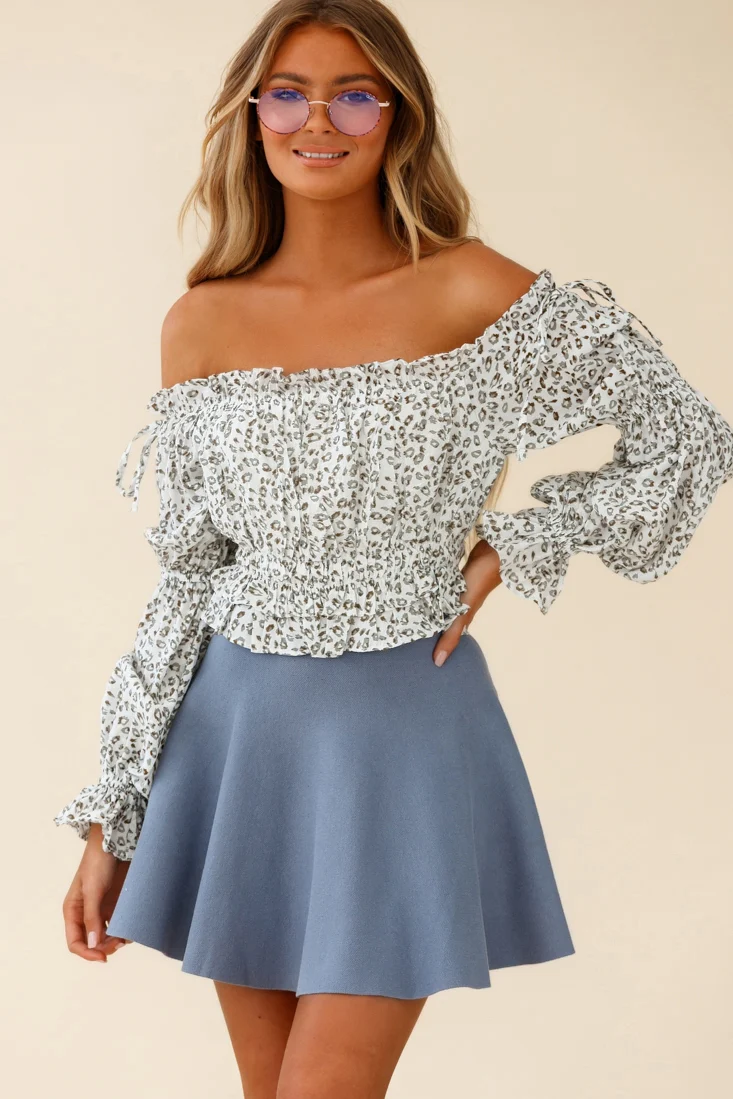 Taryn Bardot Top Leopard Print White - Image 6