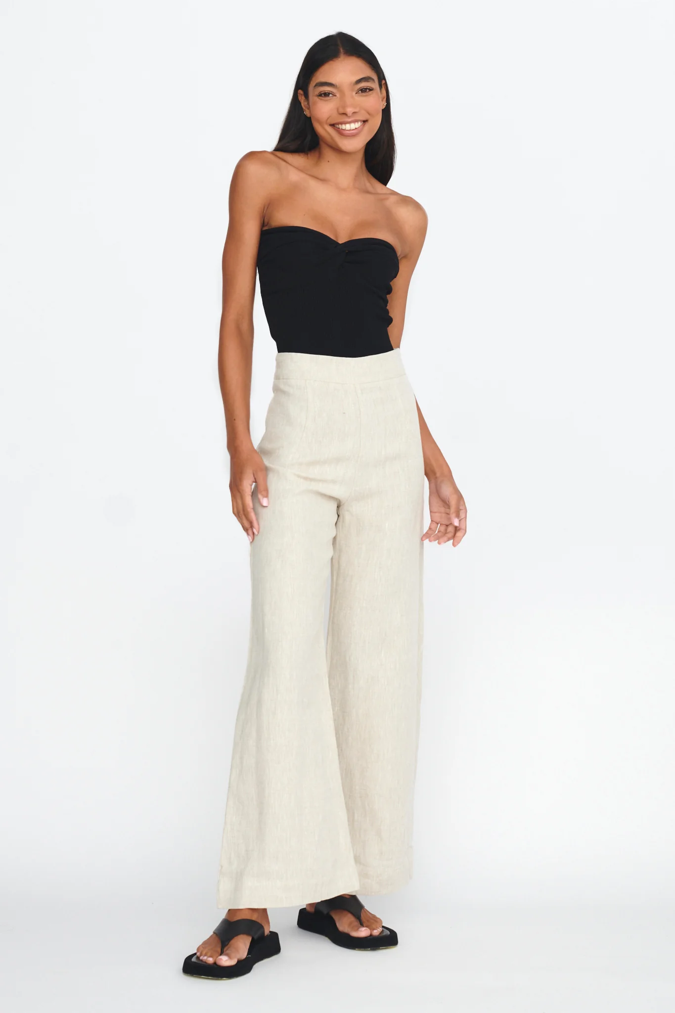 Teagan Strapless Ribbed Knit Top Black - Image 4
