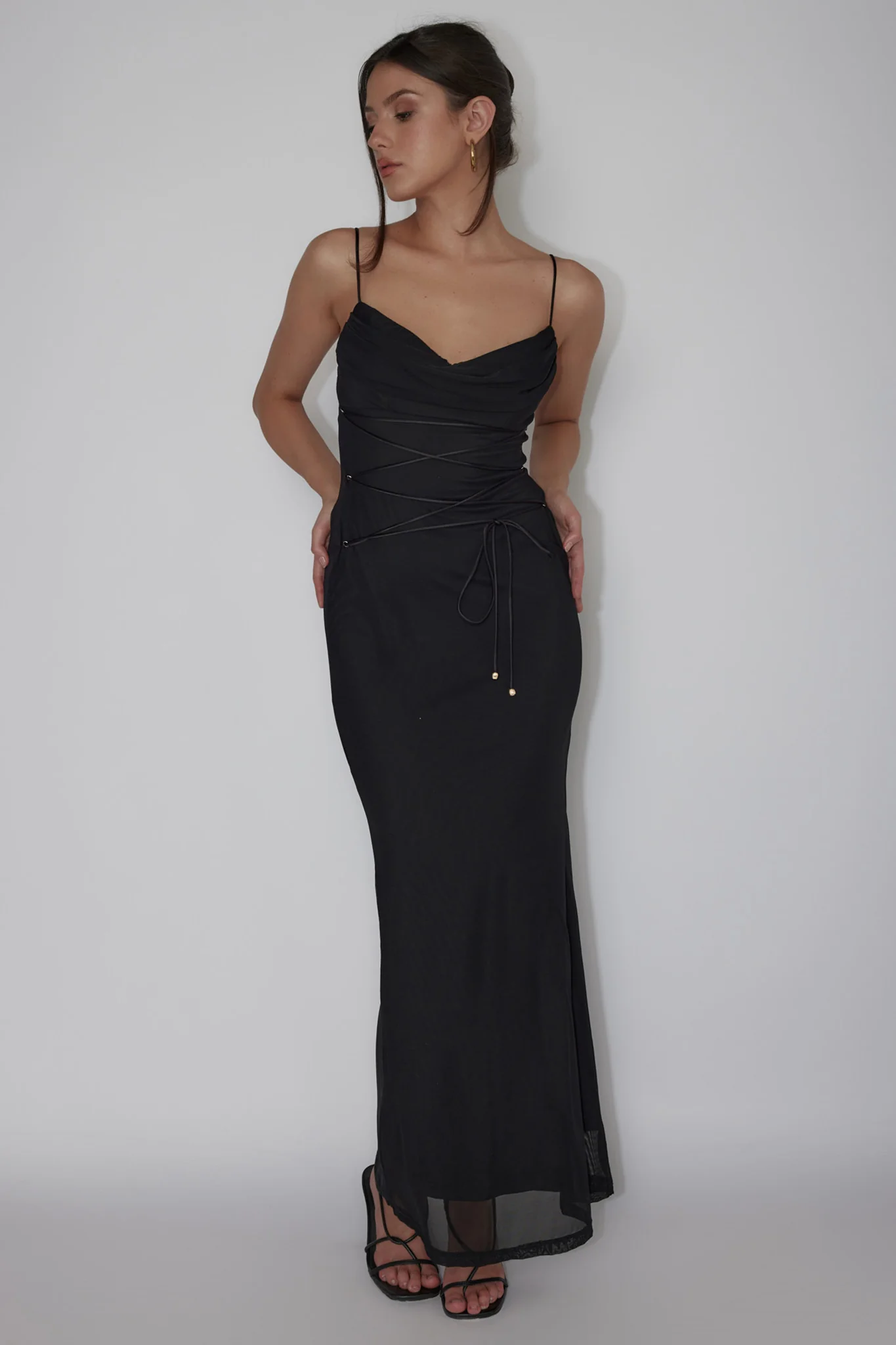 Teava Laced Waist Maxi Dress Black - Image 5