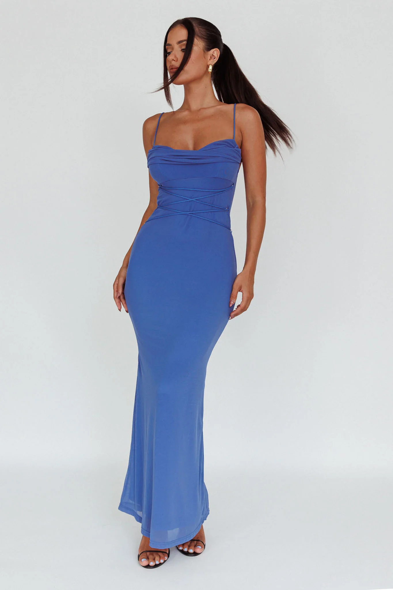 Teava Laced Waist Maxi Dress Blue - Image 6