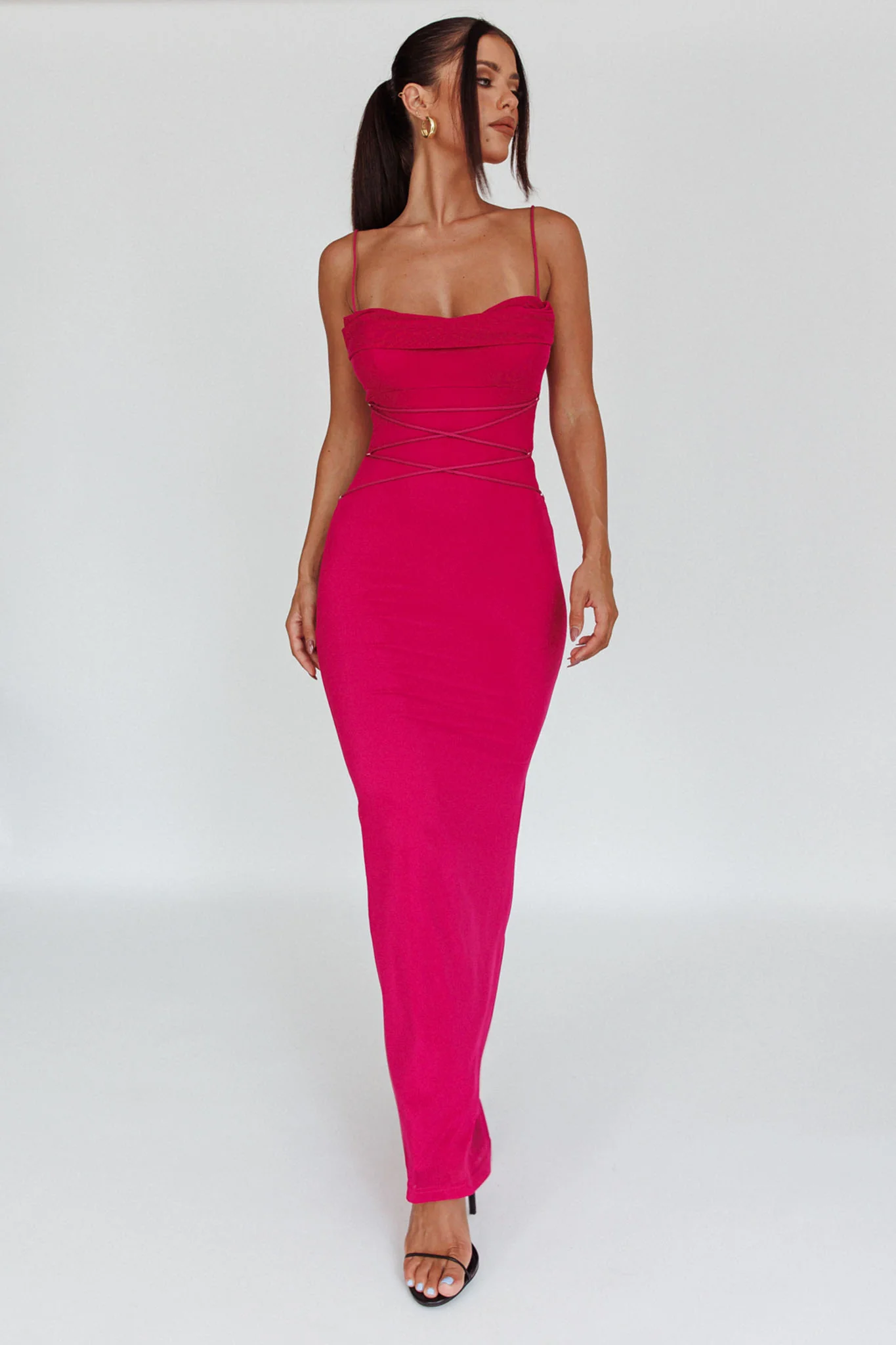 Teava Laced Waist Maxi Dress Fuchsia - Image 5